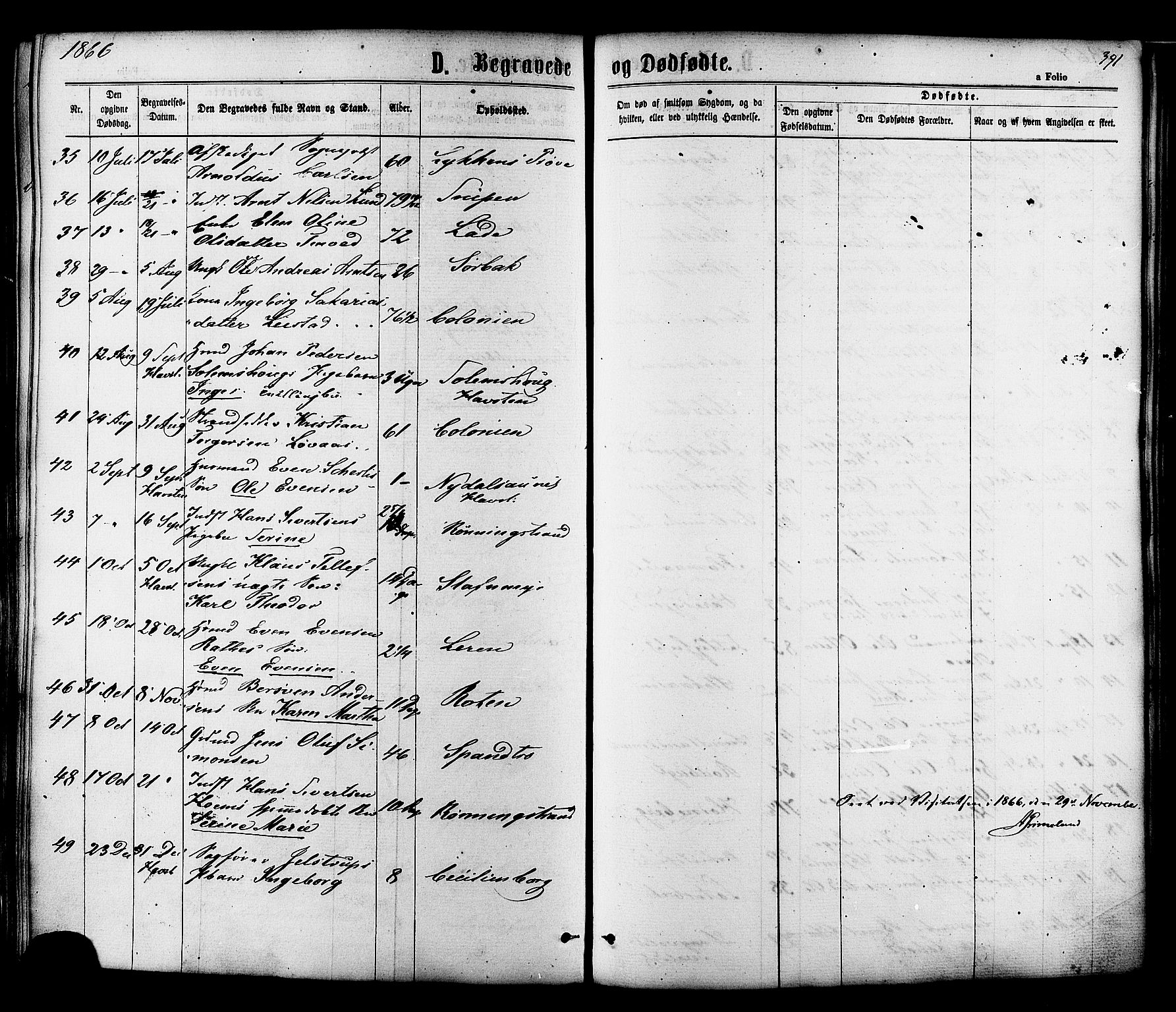 Ministerialprotokoller, klokkerbøker og fødselsregistre - Sør-Trøndelag, AV/SAT-A-1456/606/L0293: Parish register (official) no. 606A08, 1866-1877, p. 391