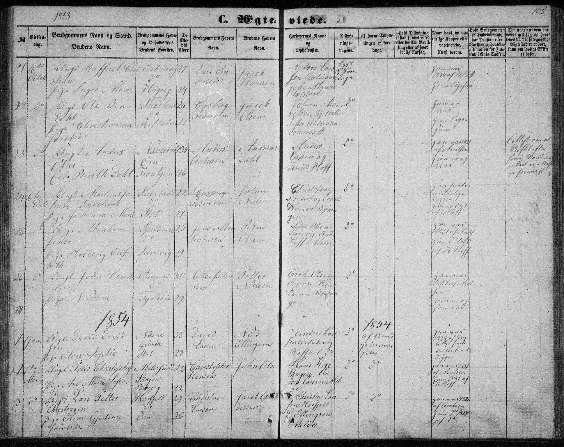 Ministerialprotokoller, klokkerbøker og fødselsregistre - Nordland, AV/SAT-A-1459/843/L0633: Parish register (copy) no. 843C02, 1853-1873, p. 105