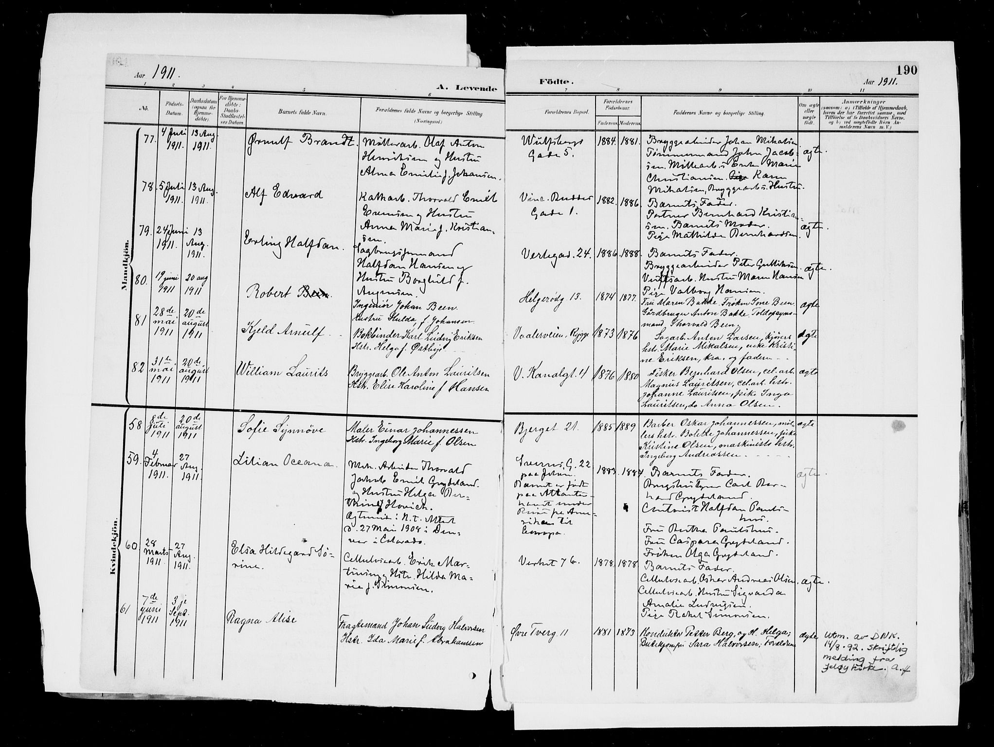 Moss prestekontor Kirkebøker, AV/SAO-A-2003/F/Fb/L0004: Parish register (official) no. II 4, 1902-1912, p. 190