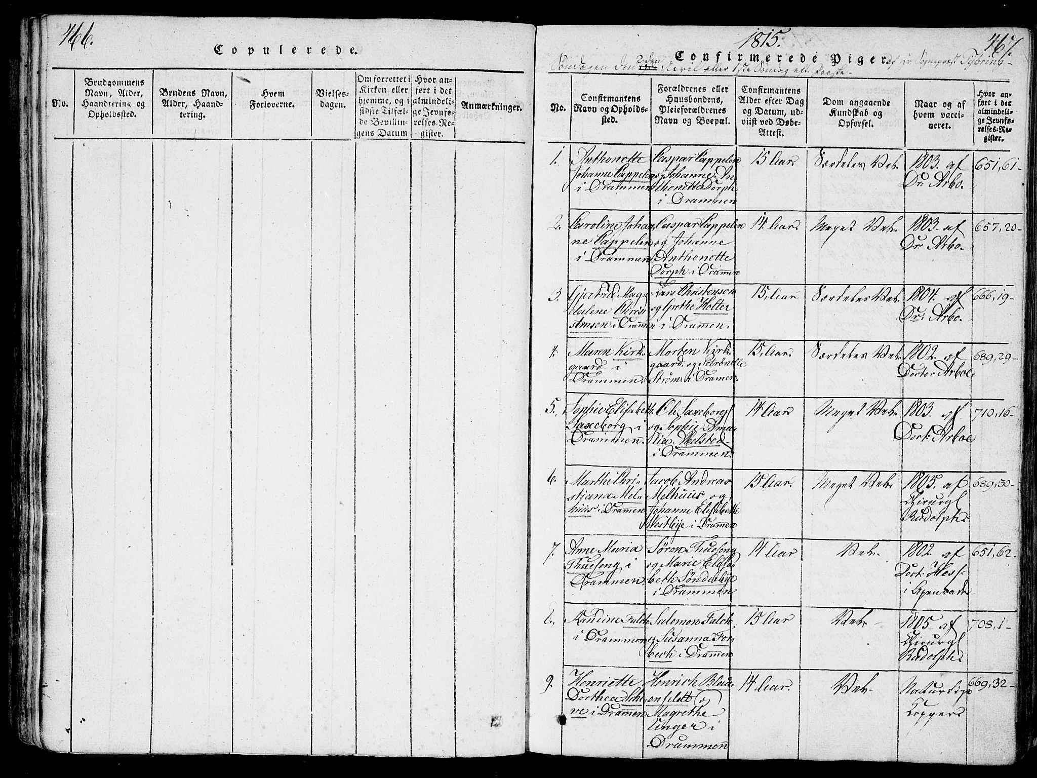 Bragernes kirkebøker, SAKO/A-6/G/Ga/L0001: Parish register (copy) no. 1, 1815-1829, p. 466-467