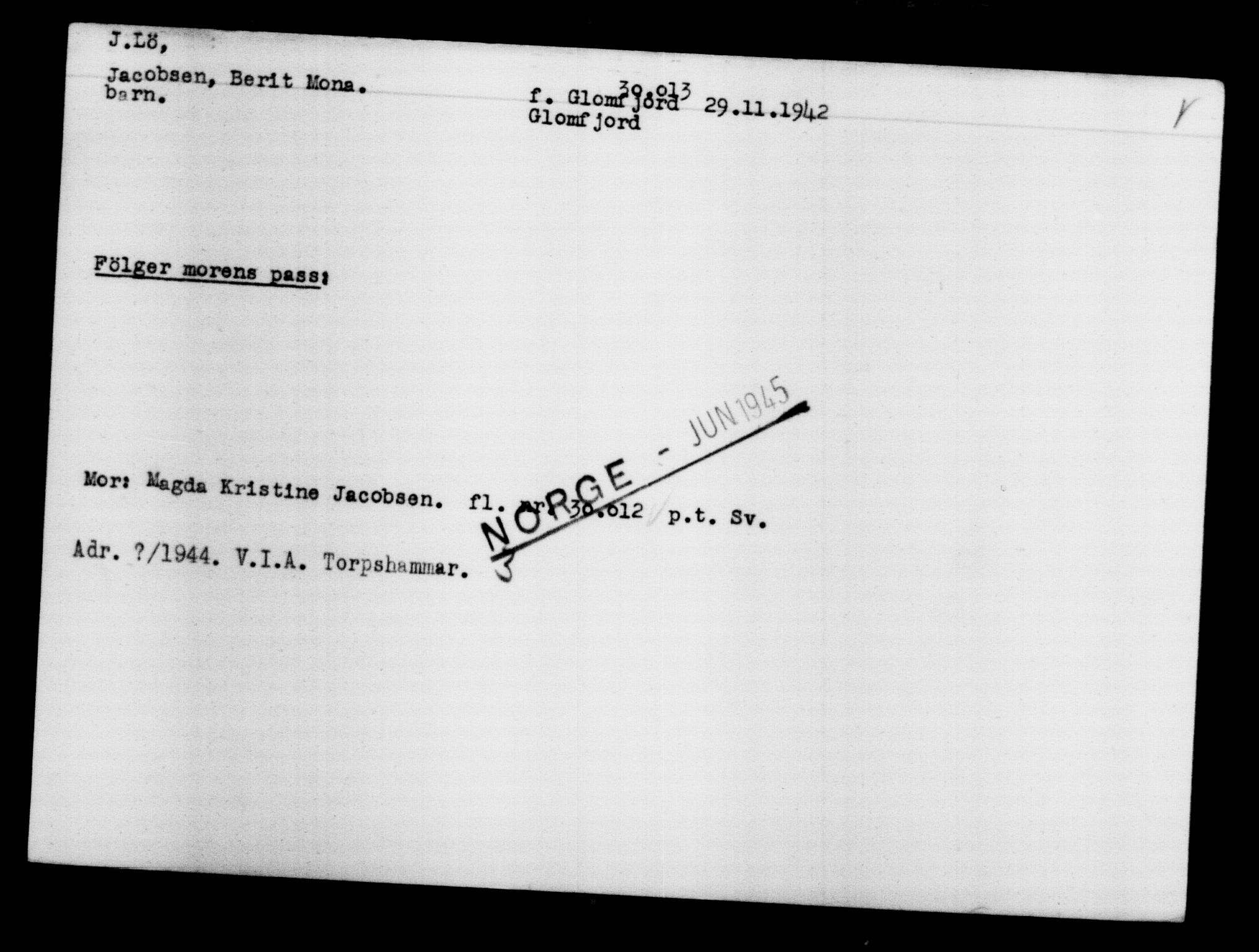 Den Kgl. Norske Legasjons Flyktningskontor, AV/RA-S-6753/V/Va/L0012: Kjesäterkartoteket.  Flyktningenr. 28300-31566, 1940-1945, p. 1886