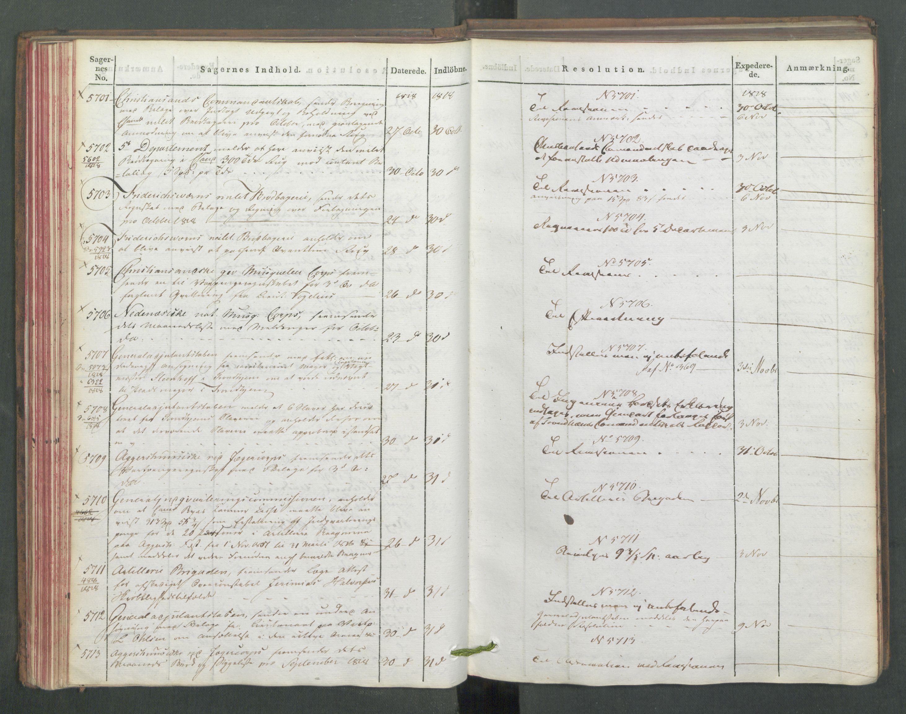 Armédepartementet, AV/RA-RAFA-3493/C/Ca/L0016: 6. Departements Journal, 1818