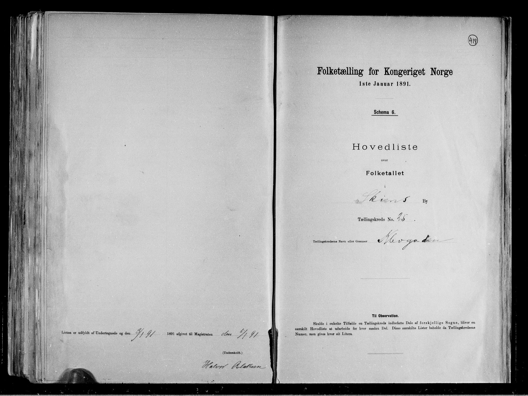 RA, 1891 census for 0806 Skien, 1891, p. 57