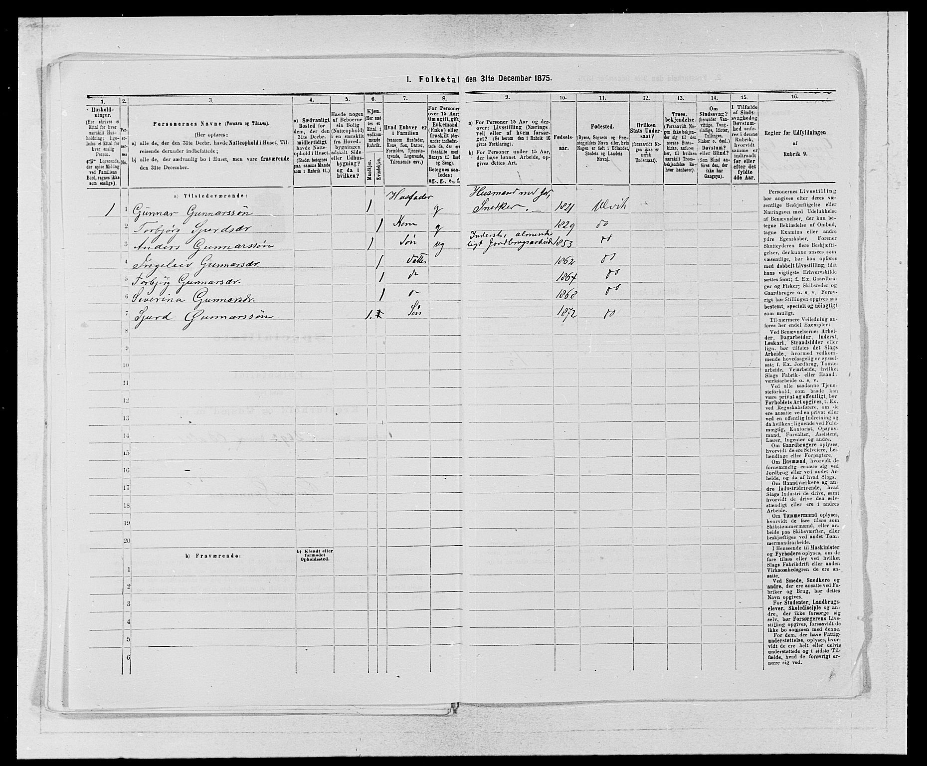 SAB, 1875 census for 1233P Ulvik, 1875, p. 482