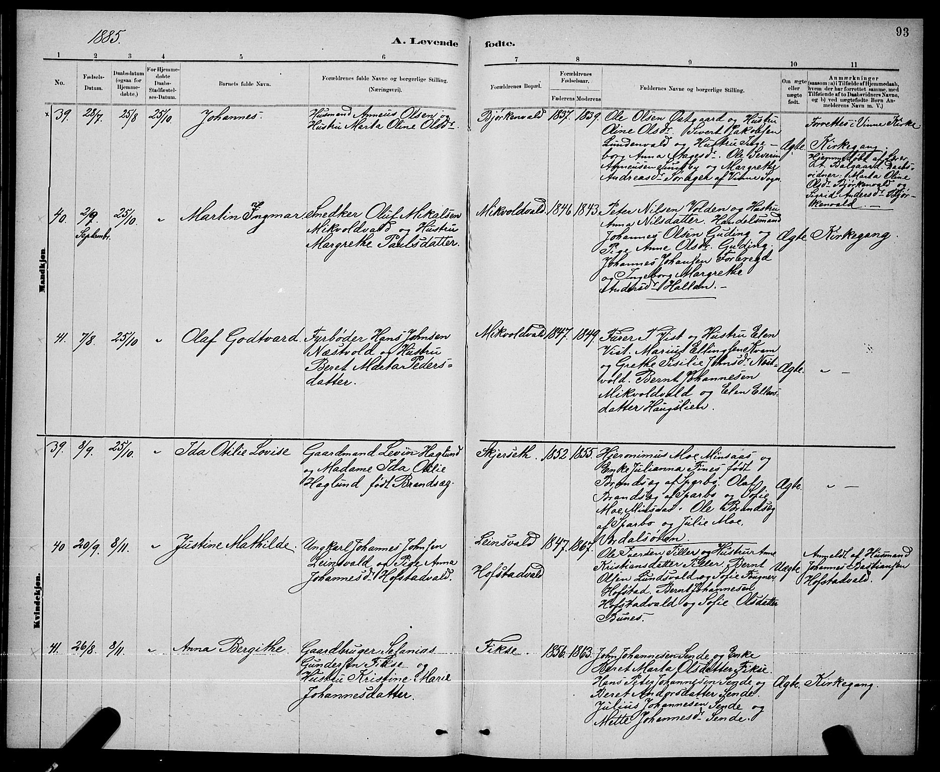 Ministerialprotokoller, klokkerbøker og fødselsregistre - Nord-Trøndelag, AV/SAT-A-1458/723/L0256: Parish register (copy) no. 723C04, 1879-1890, p. 93