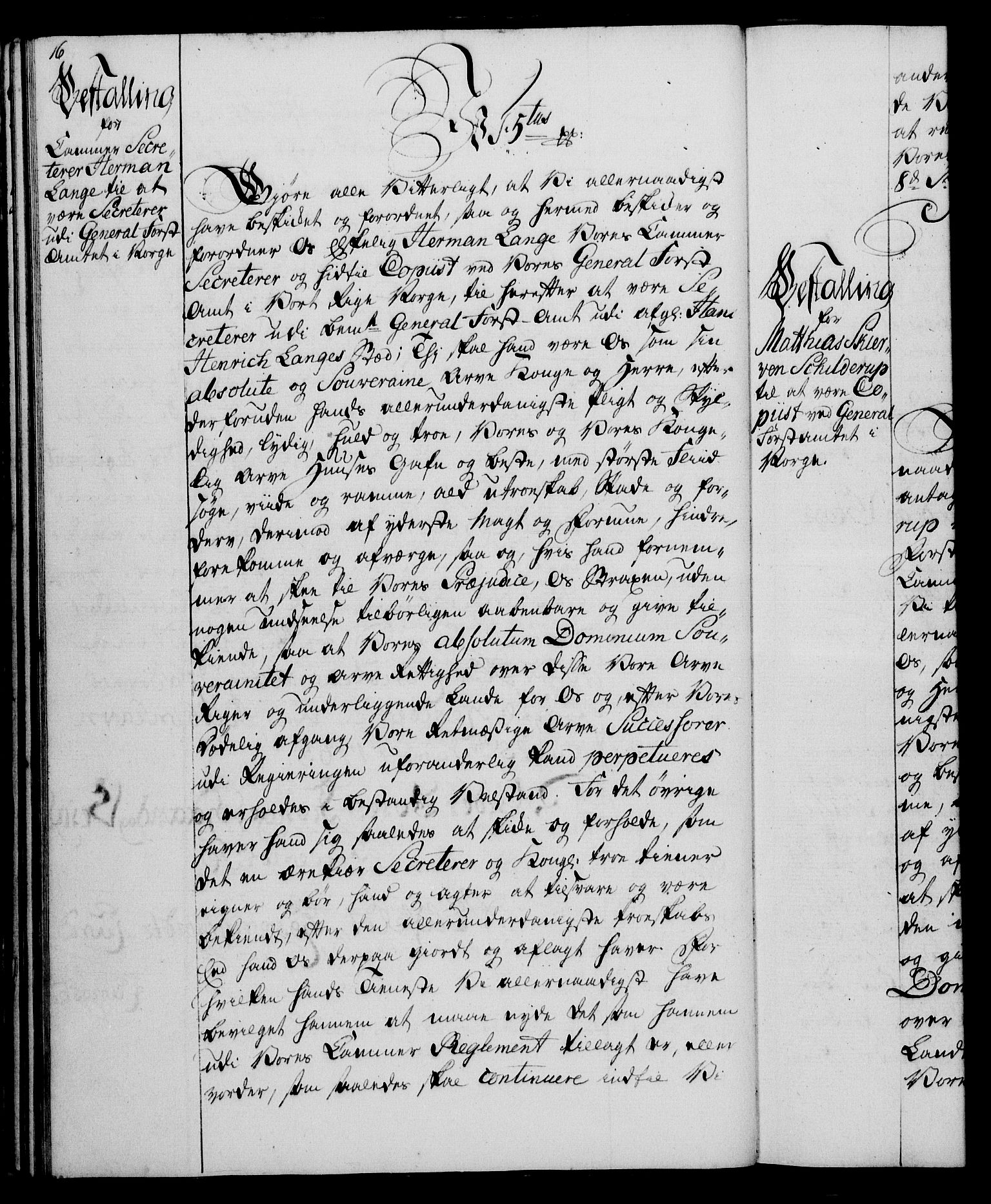 Rentekammeret, Kammerkanselliet, RA/EA-3111/G/Gg/Gge/L0004: Norsk bestallingsprotokoll med register (merket RK 53.28), 1762-1771, p. 16