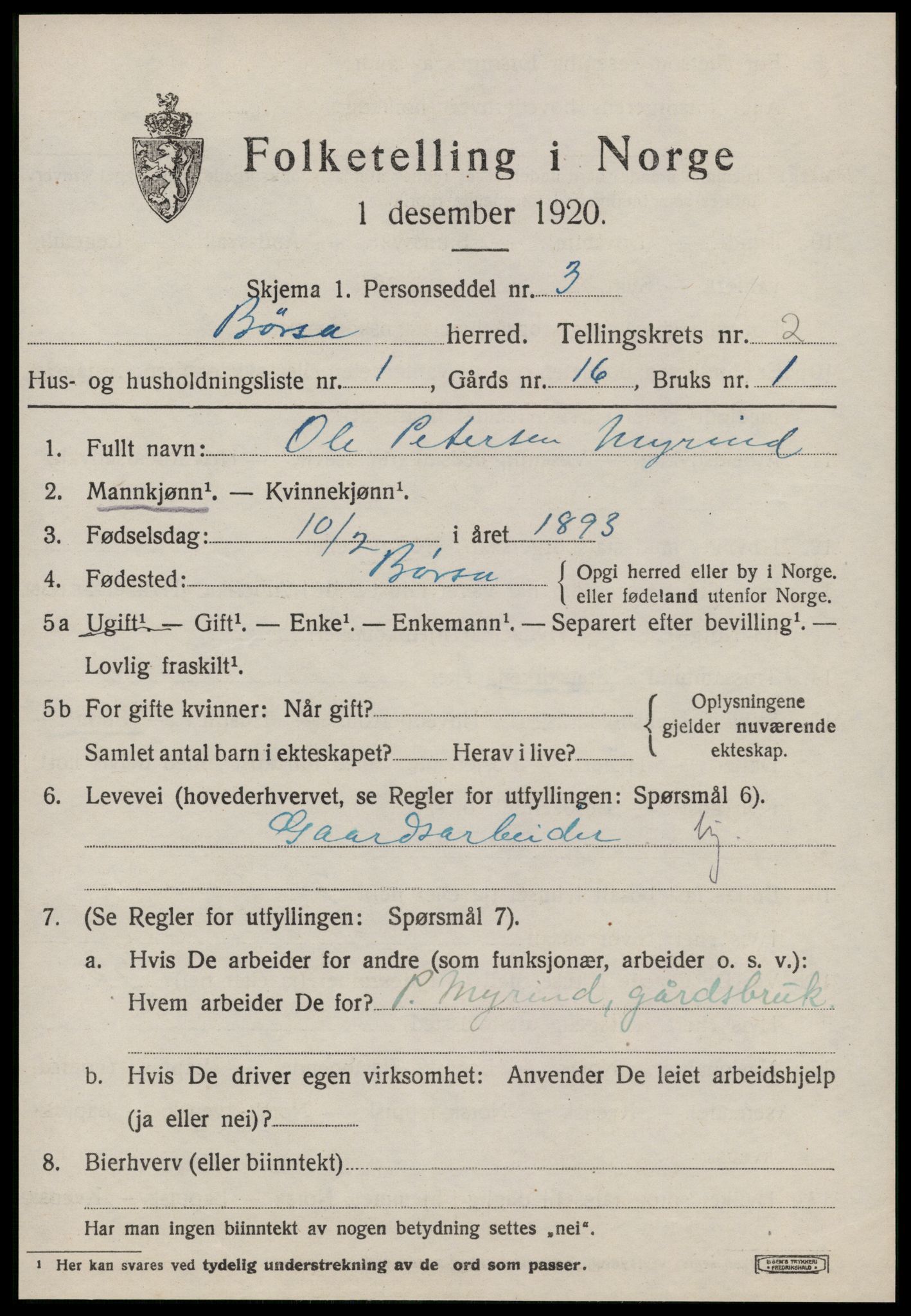 SAT, 1920 census for Børsa, 1920, p. 1241