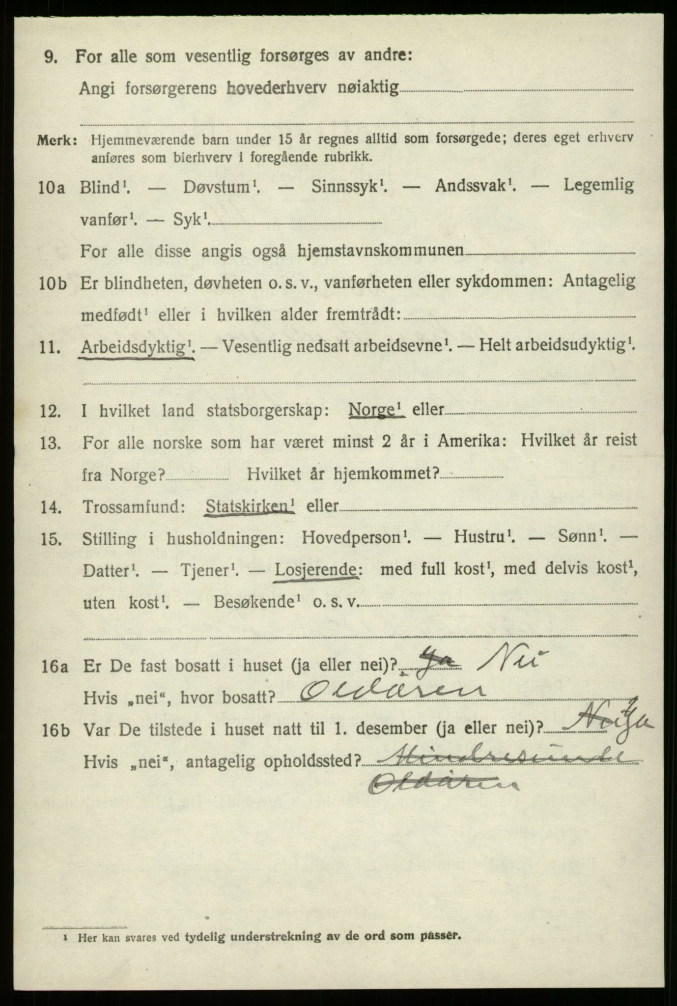 SAB, 1920 census for Innvik, 1920, p. 6402