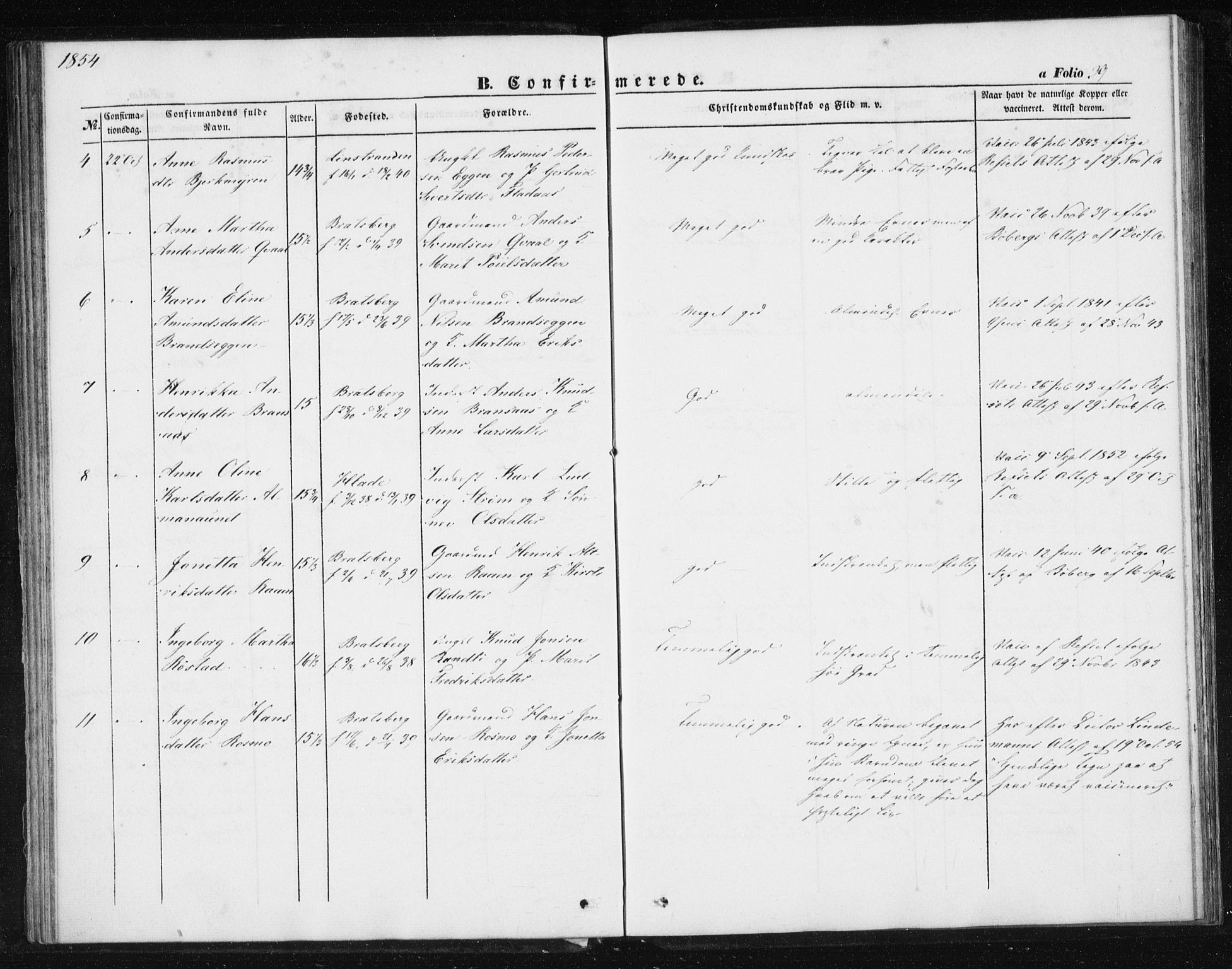 Ministerialprotokoller, klokkerbøker og fødselsregistre - Sør-Trøndelag, SAT/A-1456/608/L0332: Parish register (official) no. 608A01, 1848-1861, p. 39