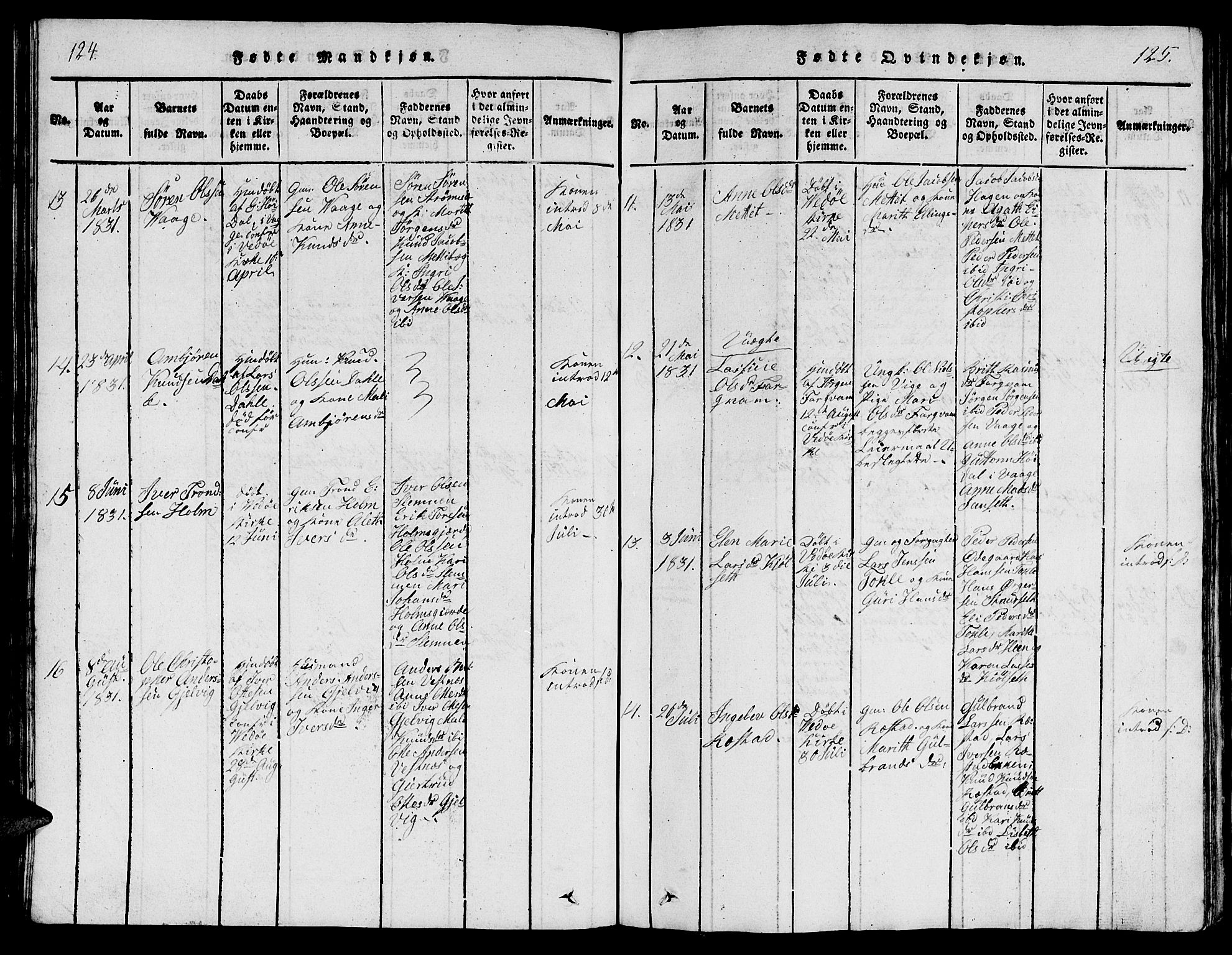 Ministerialprotokoller, klokkerbøker og fødselsregistre - Møre og Romsdal, AV/SAT-A-1454/547/L0610: Parish register (copy) no. 547C01, 1818-1839, p. 124-125