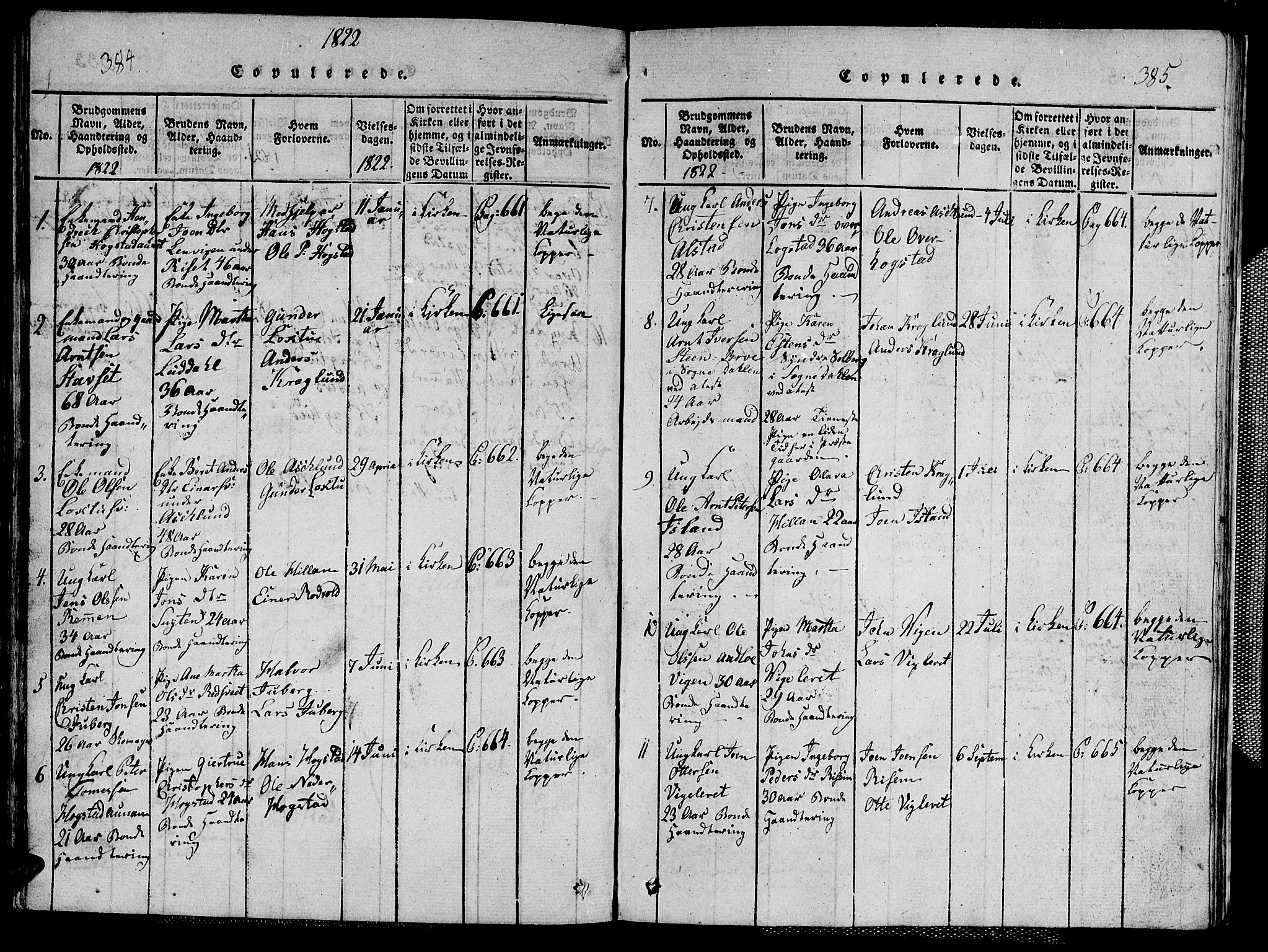 Ministerialprotokoller, klokkerbøker og fødselsregistre - Nord-Trøndelag, SAT/A-1458/713/L0124: Parish register (copy) no. 713C01, 1817-1827, p. 384-385