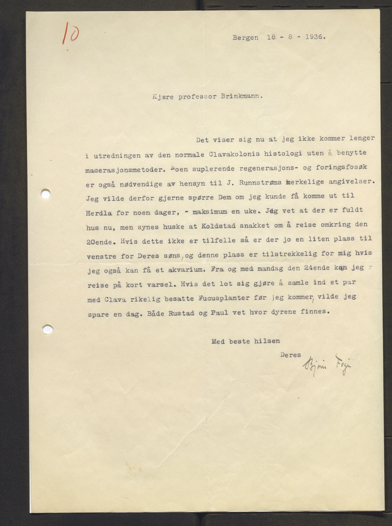 Bergens Museum, AV/SAB-A-17301/13/D/L0002: Korrespondanse , 1928-1940, p. 456