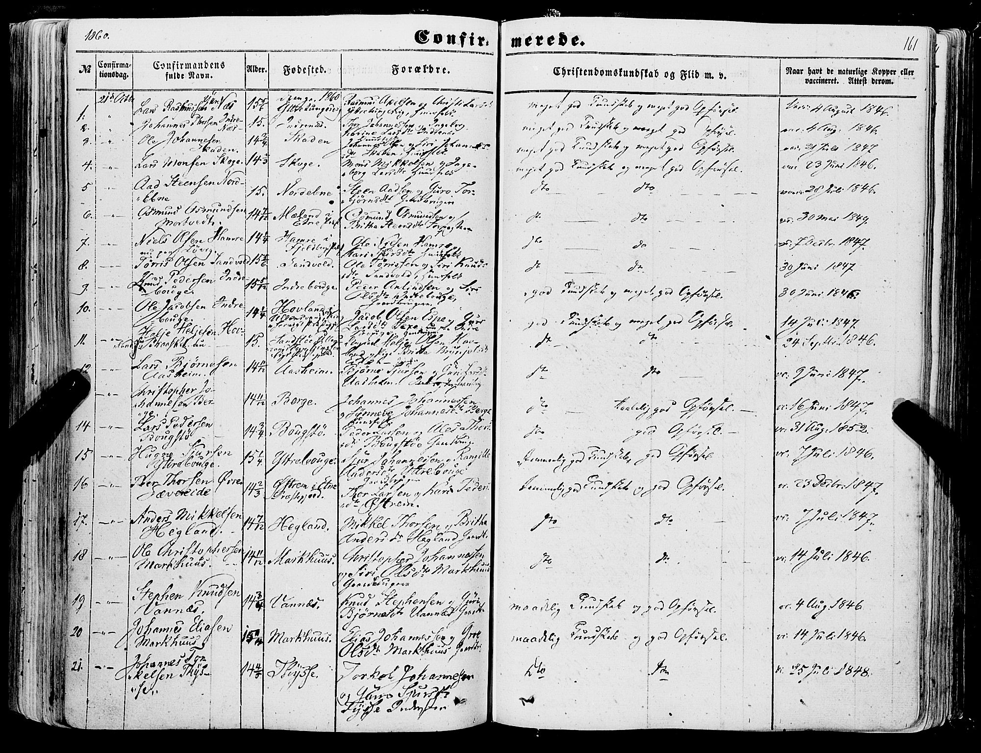 Skånevik sokneprestembete, SAB/A-77801/H/Haa: Parish register (official) no. A 5I, 1848-1869, p. 161