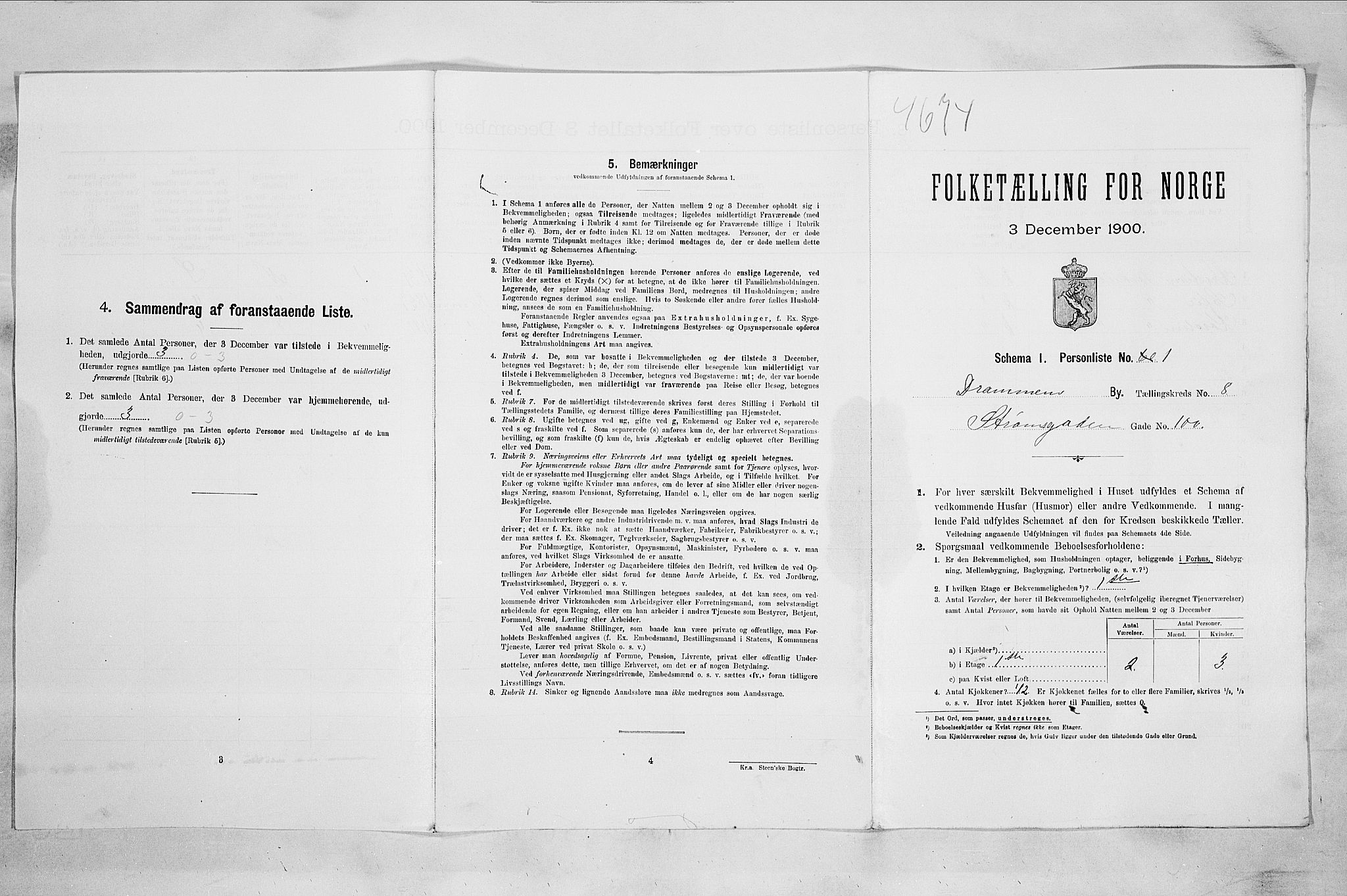 RA, 1900 census for Drammen, 1900, p. 1582