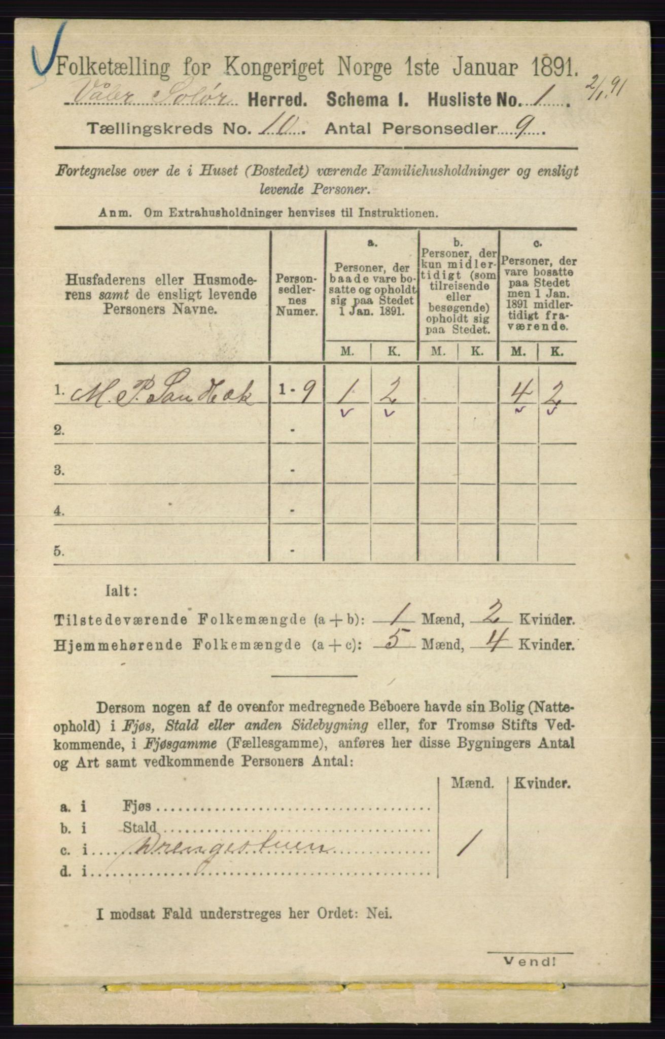 RA, 1891 census for 0426 Våler, 1891, p. 4117