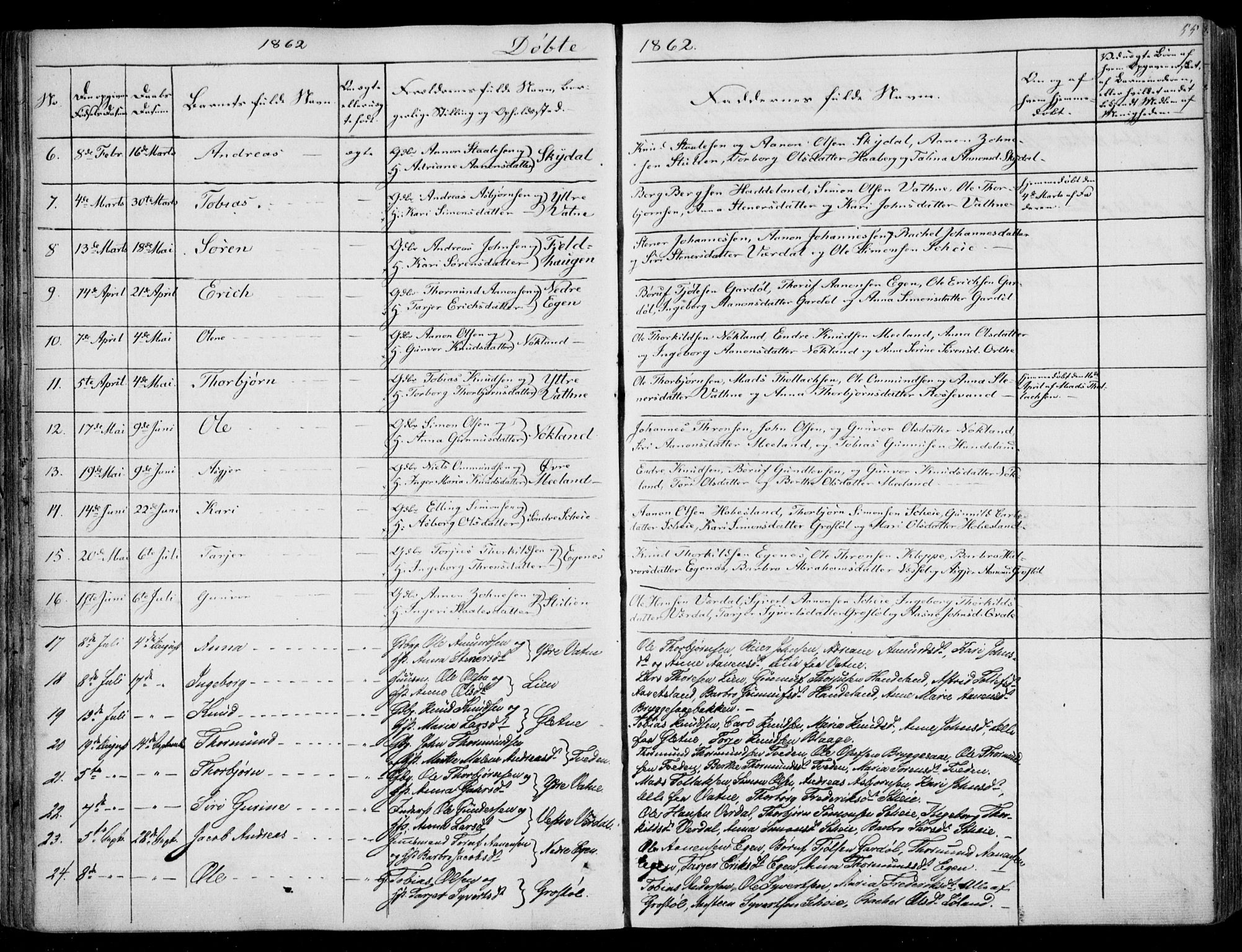 Hægebostad sokneprestkontor, AV/SAK-1111-0024/F/Fa/Fab/L0002: Parish register (official) no. A 2, 1836-1872, p. 55