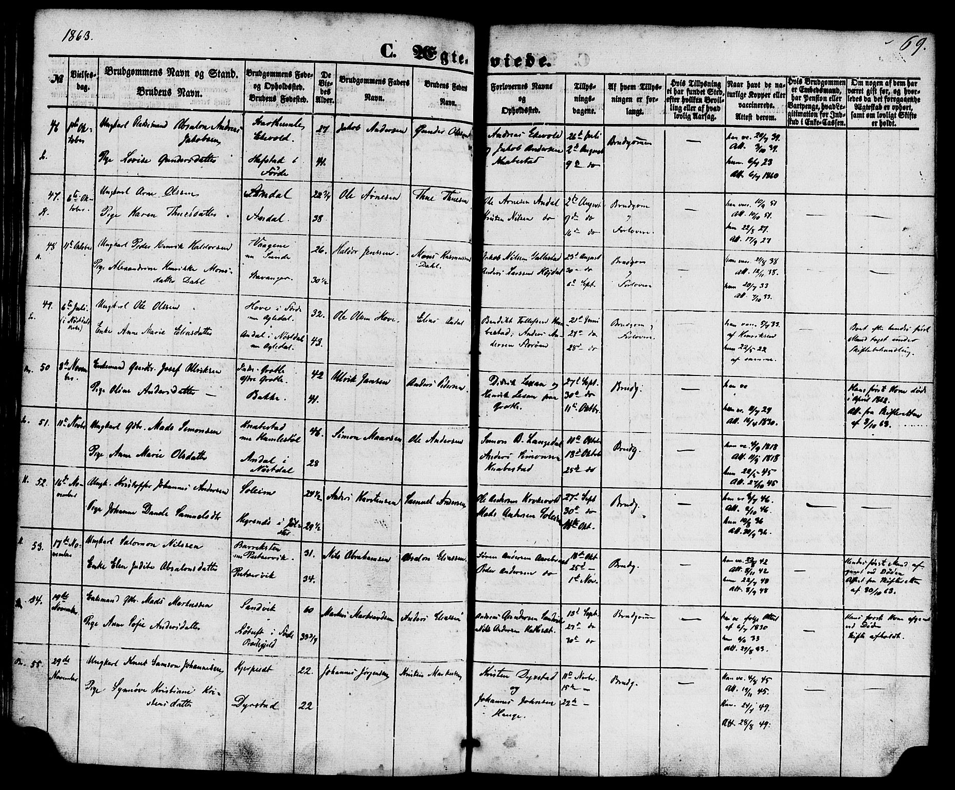 Kinn sokneprestembete, SAB/A-80801/H/Haa/Haaa/L0010: Parish register (official) no. A 10, 1852-1869, p. 69