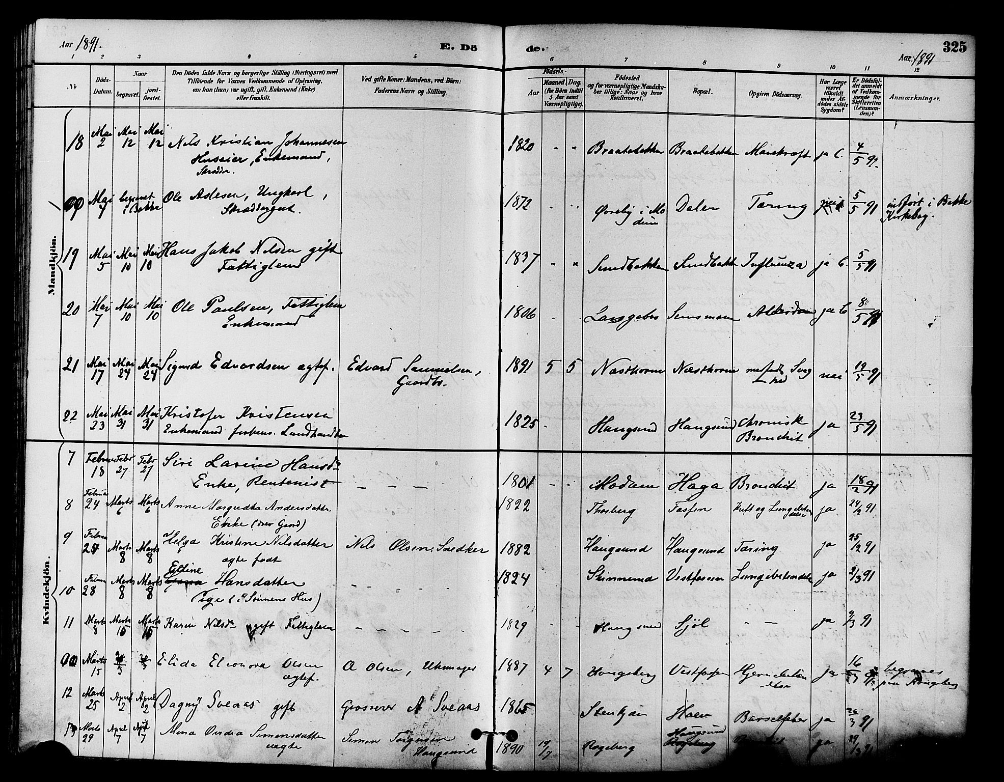 Eiker kirkebøker, AV/SAKO-A-4/F/Fb/L0002: Parish register (official) no. II 2, 1889-1896, p. 325