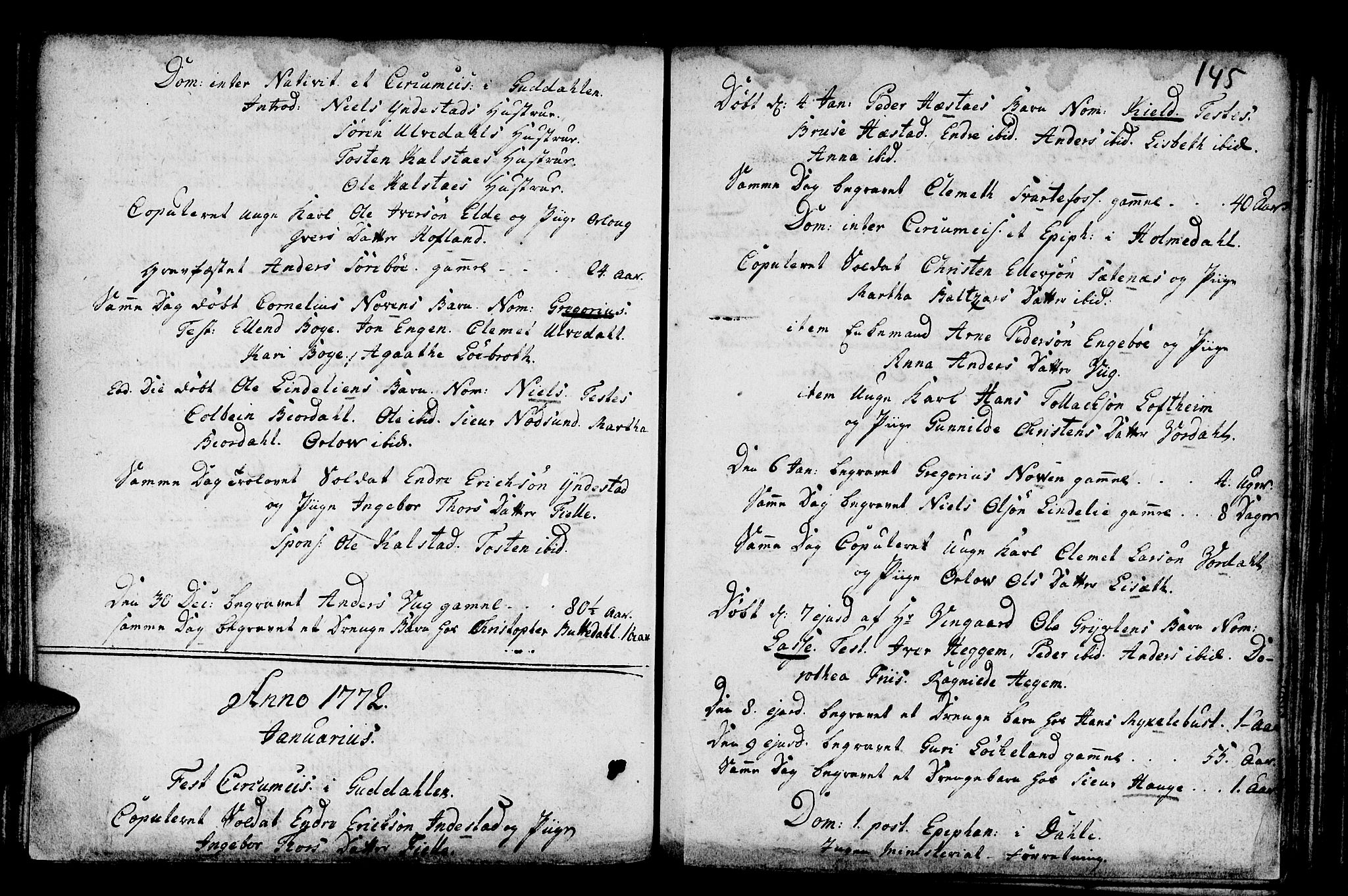 Fjaler sokneprestembete, SAB/A-79801/H/Haa/Haaa/L0001: Parish register (official) no. A 1, 1755-1778, p. 145