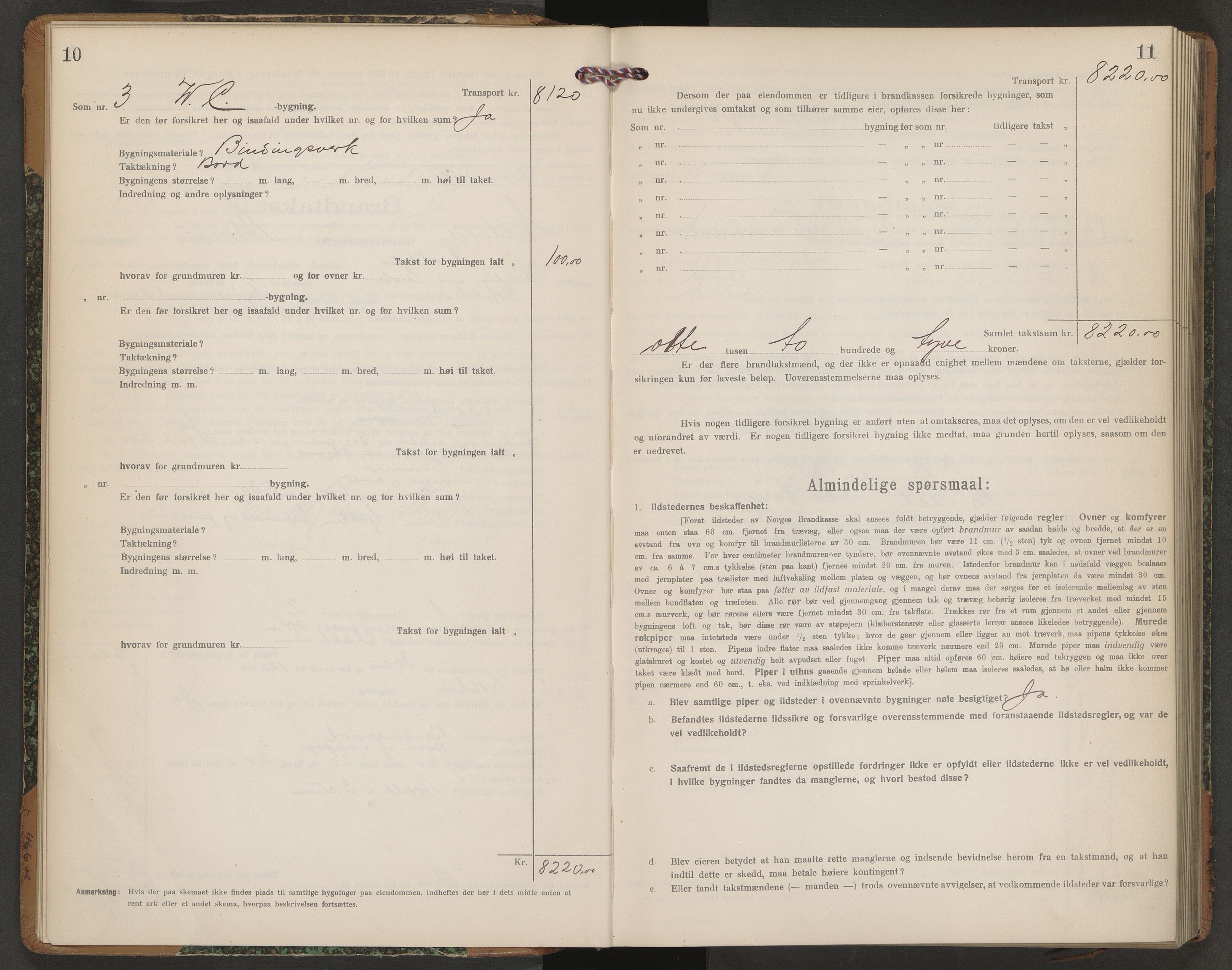 Norges brannkasse, branntakster Nittedal, AV/SAO-A-11394/F/Fb/L0001: Branntakstprotokoll, 1917-1930