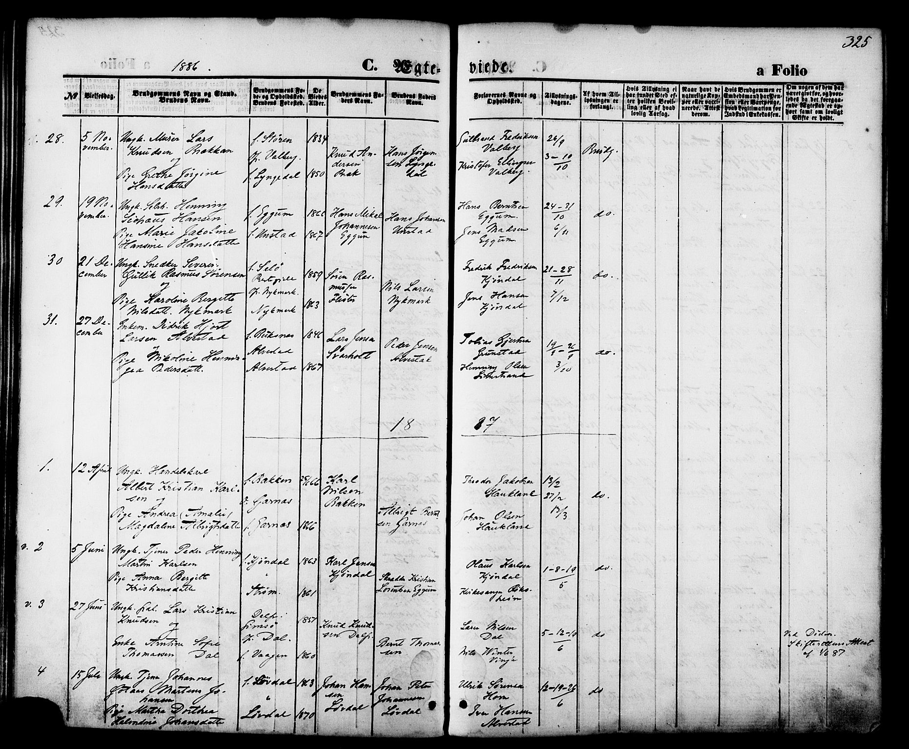 Ministerialprotokoller, klokkerbøker og fødselsregistre - Nordland, SAT/A-1459/880/L1132: Parish register (official) no. 880A06, 1869-1887, p. 325