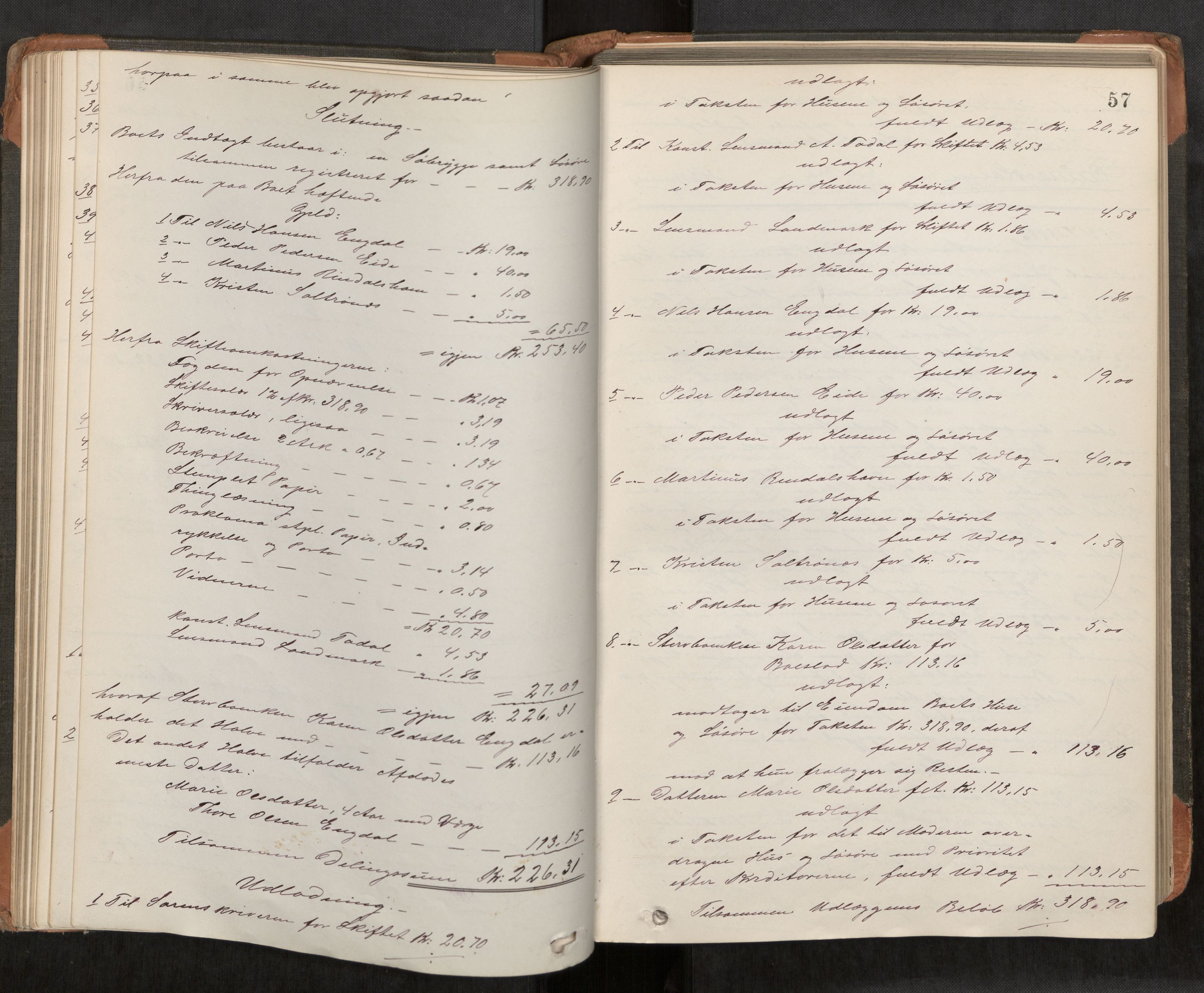 Nordmøre sorenskriveri, AV/SAT-A-4132/1/3/3A/L0040: Utlodningsprotokoll nr 09, 1885-1890, p. 57