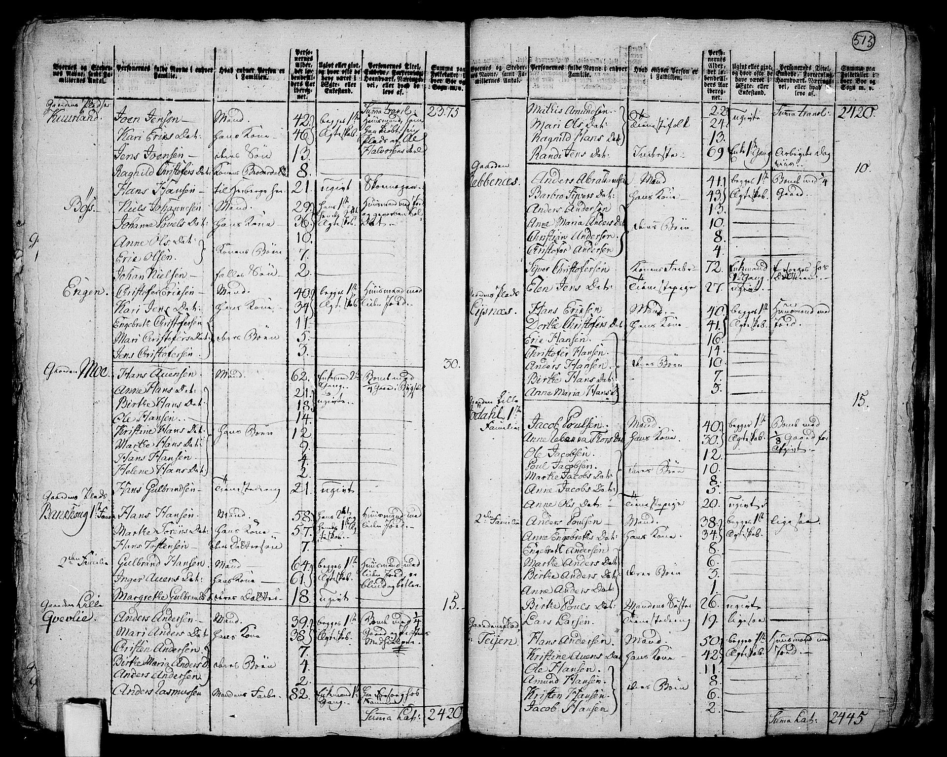 RA, 1801 census for 0224P Aurskog, 1801, p. 512b-513a