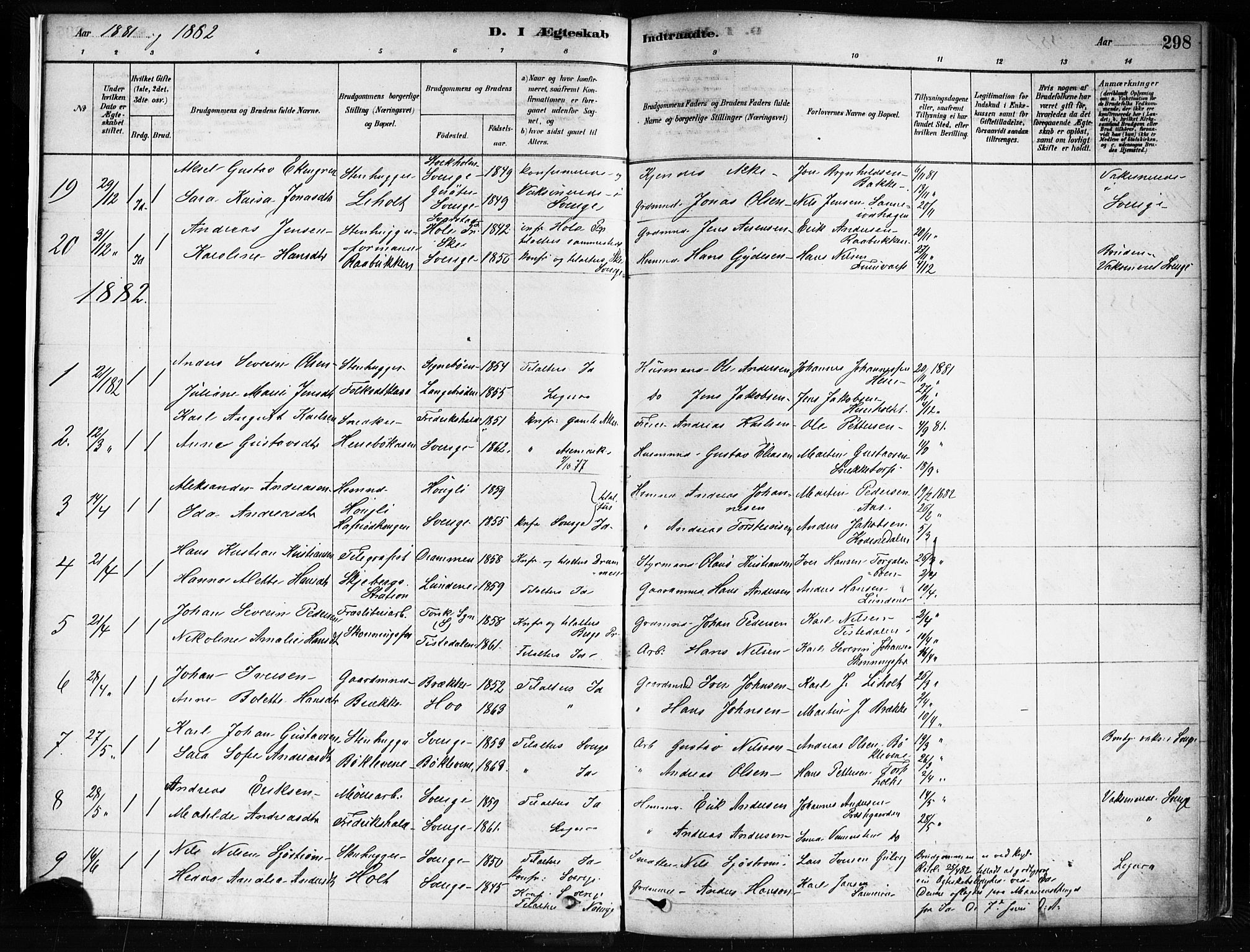 Idd prestekontor Kirkebøker, SAO/A-10911/F/Fc/L0006b: Parish register (official) no. III 6B, 1878-1903, p. 298