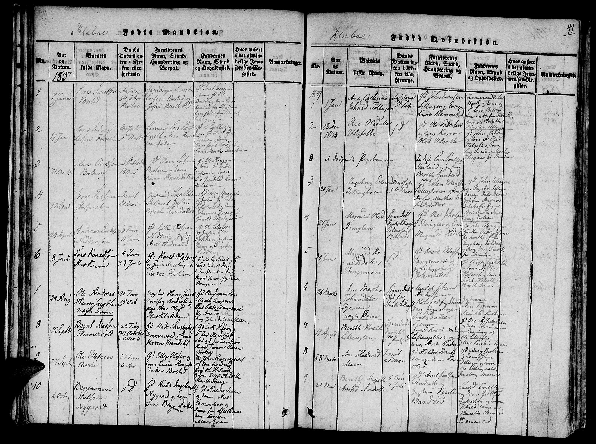 Ministerialprotokoller, klokkerbøker og fødselsregistre - Sør-Trøndelag, AV/SAT-A-1456/618/L0439: Parish register (official) no. 618A04 /1, 1816-1843, p. 41