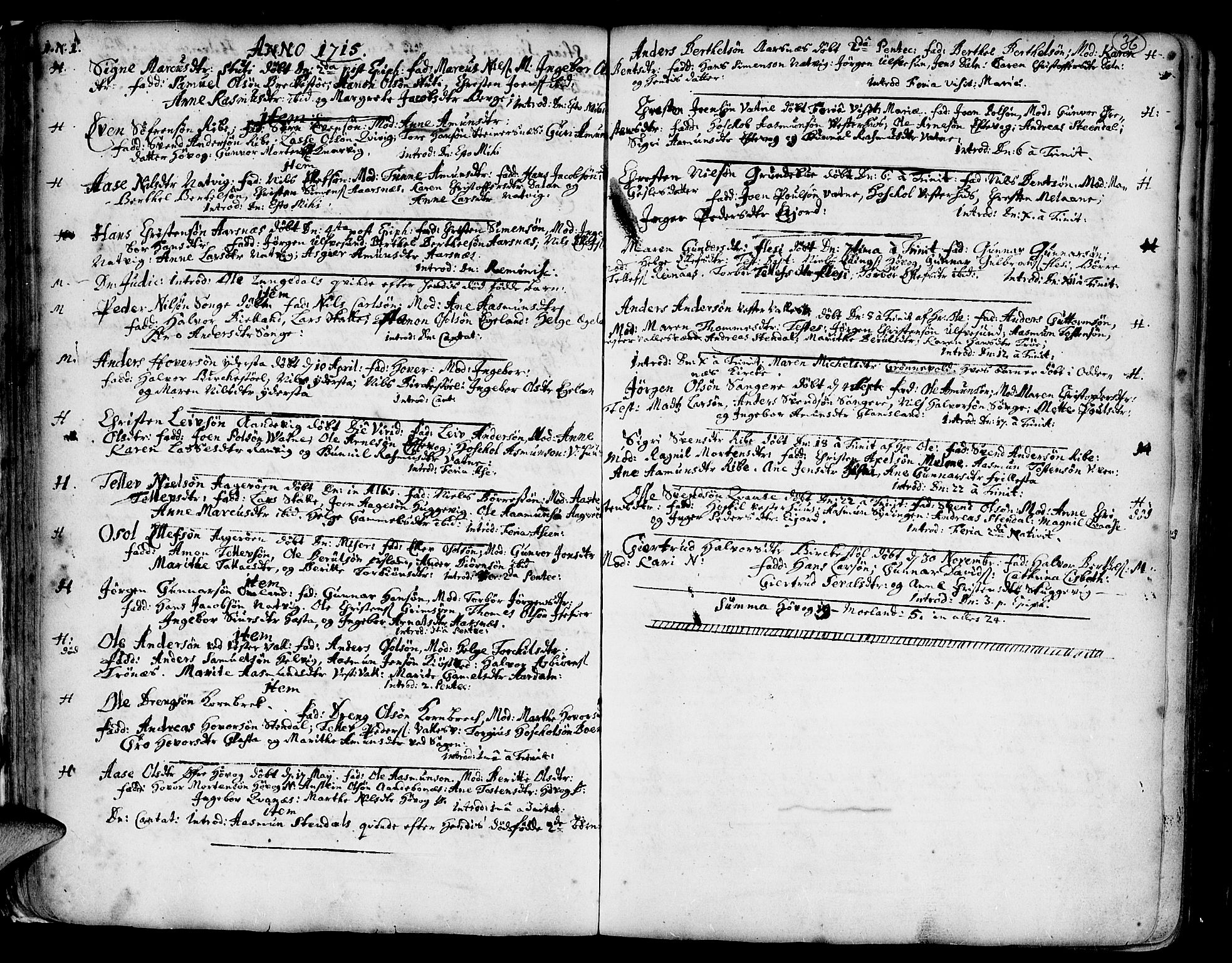 Vestre Moland sokneprestkontor, SAK/1111-0046/F/Fa/Fab/L0001: Parish register (official) no. A 1, 1687-1760, p. 36