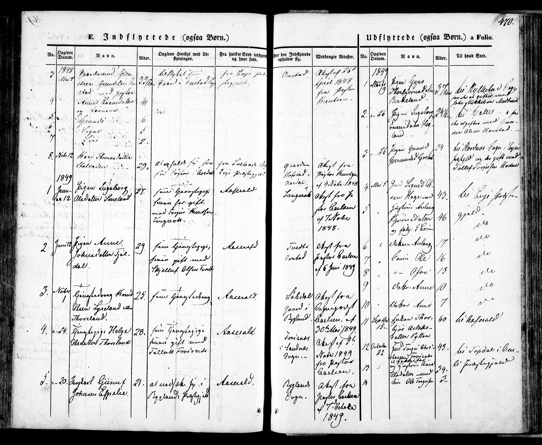 Bygland sokneprestkontor, SAK/1111-0006/F/Fa/Fab/L0004: Parish register (official) no. A 4, 1842-1858, p. 470
