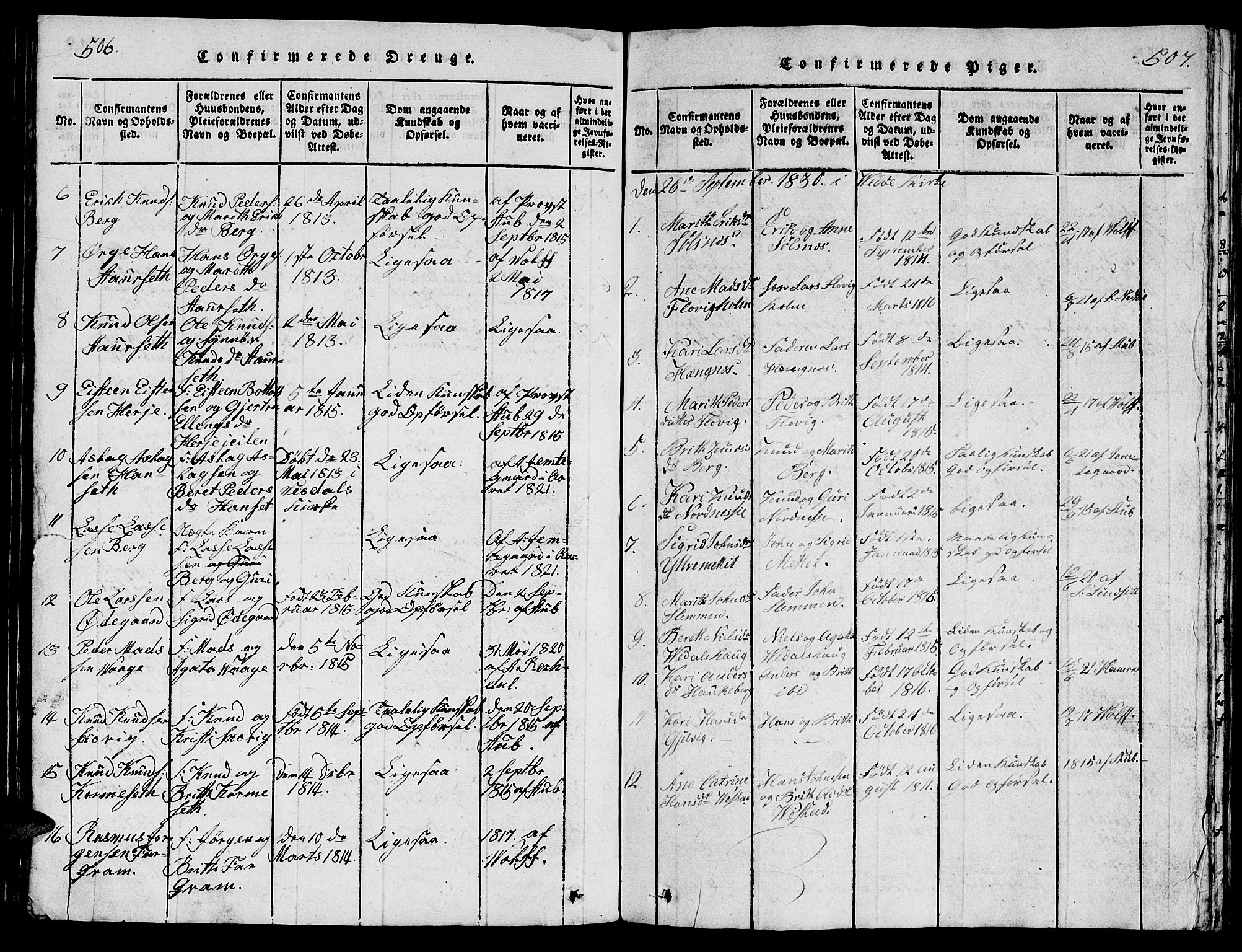 Ministerialprotokoller, klokkerbøker og fødselsregistre - Møre og Romsdal, AV/SAT-A-1454/547/L0610: Parish register (copy) no. 547C01, 1818-1839, p. 506-507