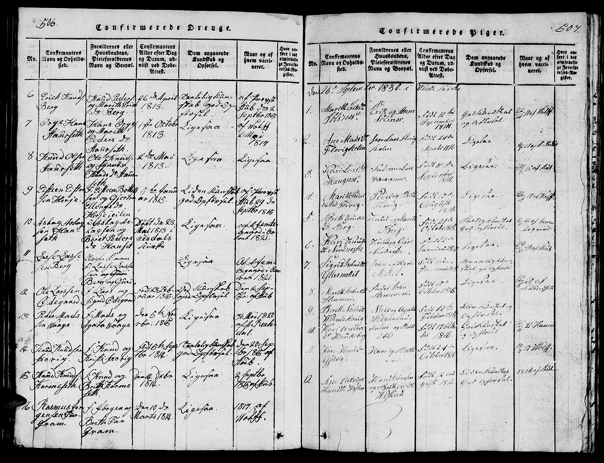 Ministerialprotokoller, klokkerbøker og fødselsregistre - Møre og Romsdal, SAT/A-1454/547/L0610: Parish register (copy) no. 547C01, 1818-1839, p. 506-507