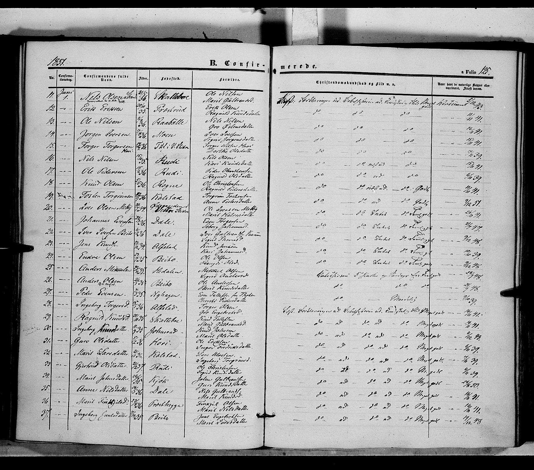 Øystre Slidre prestekontor, AV/SAH-PREST-138/H/Ha/Haa/L0001: Parish register (official) no. 1, 1849-1874, p. 125