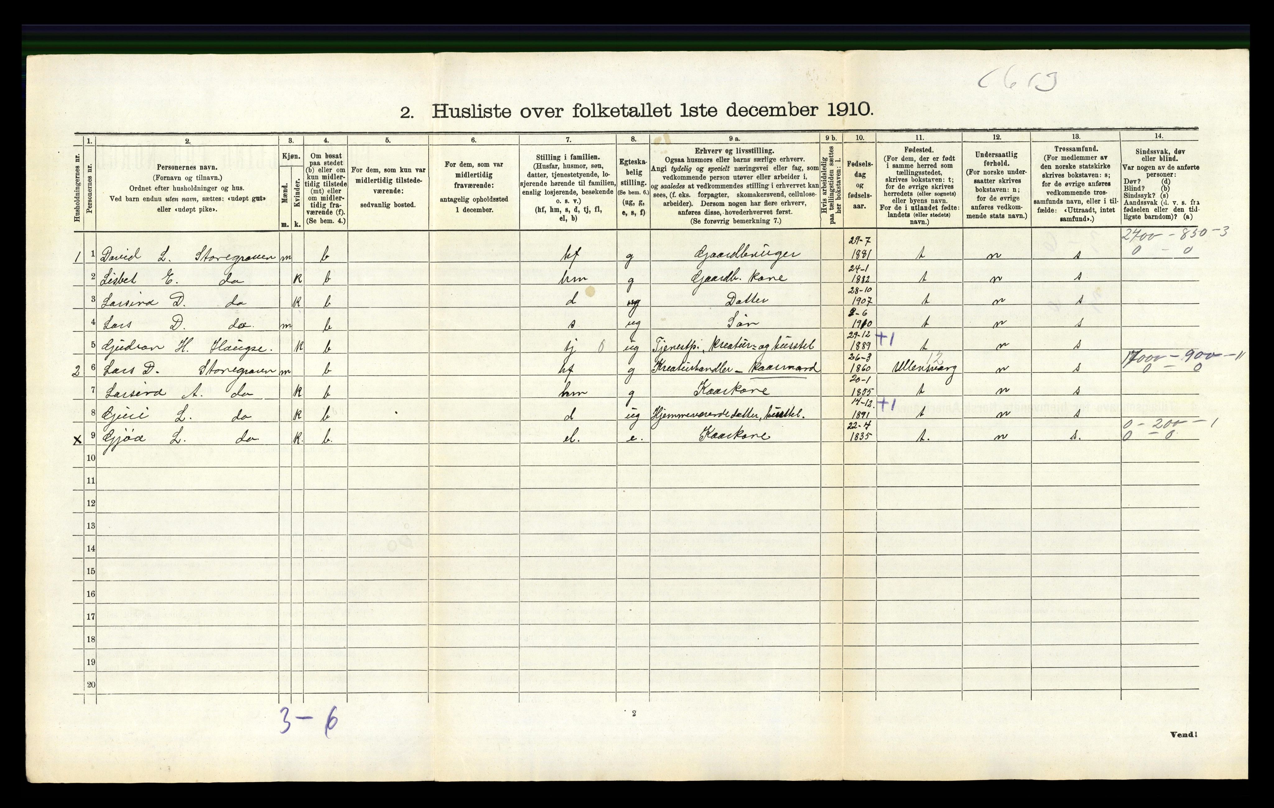 RA, 1910 census for Granvin, 1910, p. 229