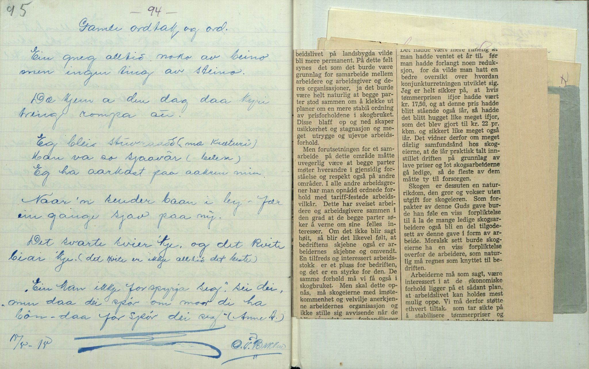 Rikard Berge, TEMU/TGM-A-1003/F/L0007/0036: 251-299 / 286 Uppskriftir av O. T. Bakken, 1918, p. 95