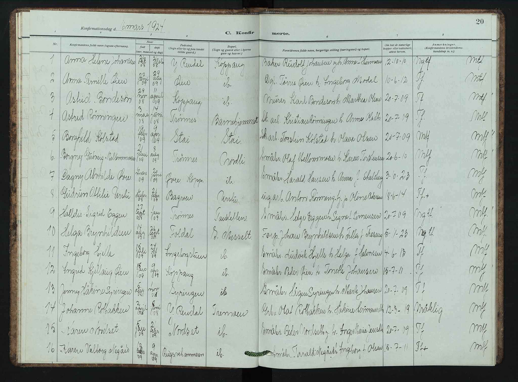 Stor-Elvdal prestekontor, AV/SAH-PREST-052/H/Ha/Hab/L0006: Parish register (copy) no. 6, 1921-1948, p. 20