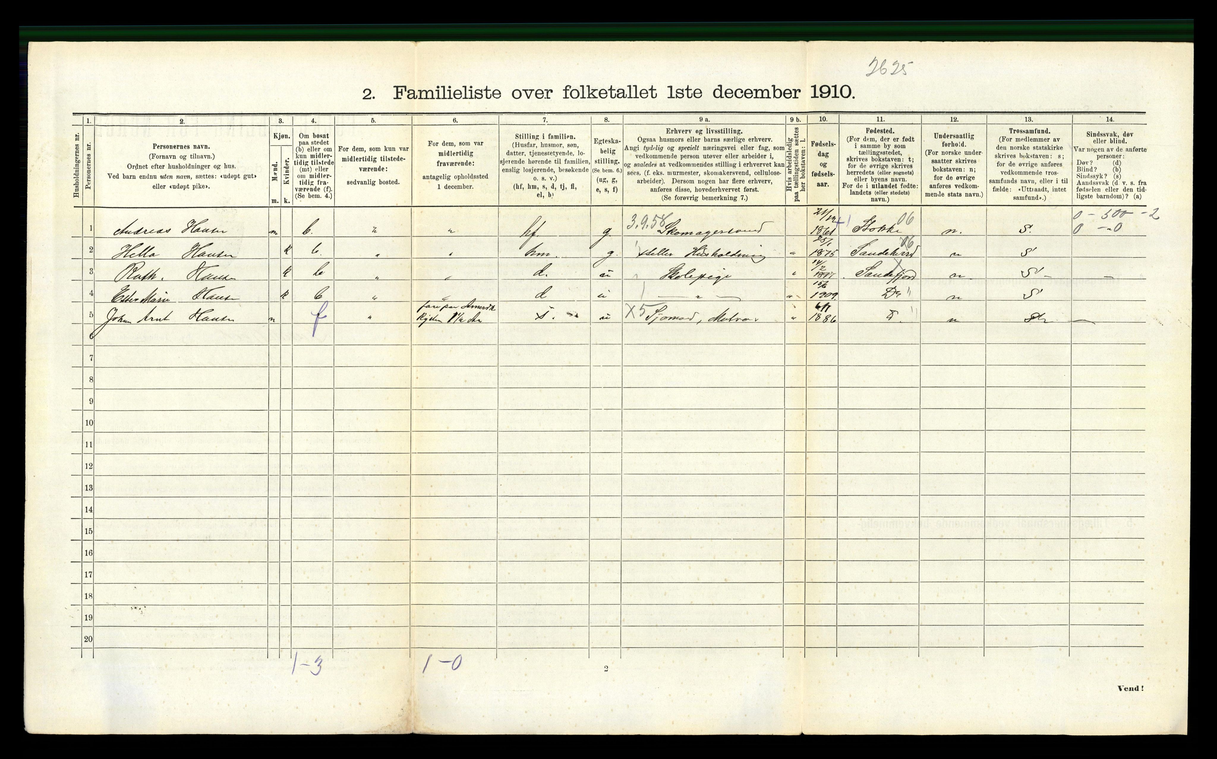 RA, 1910 census for Sandefjord, 1910, p. 371