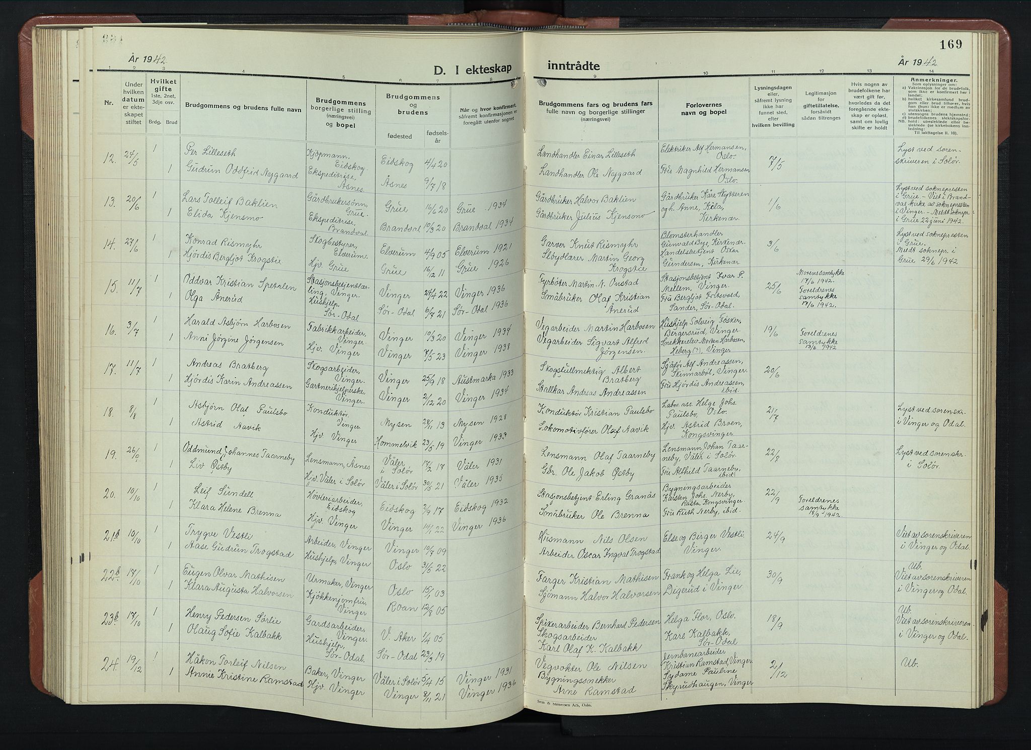 Vinger prestekontor, AV/SAH-PREST-024/H/Ha/Hab/L0007: Parish register (copy) no. 7, 1941-1955, p. 169