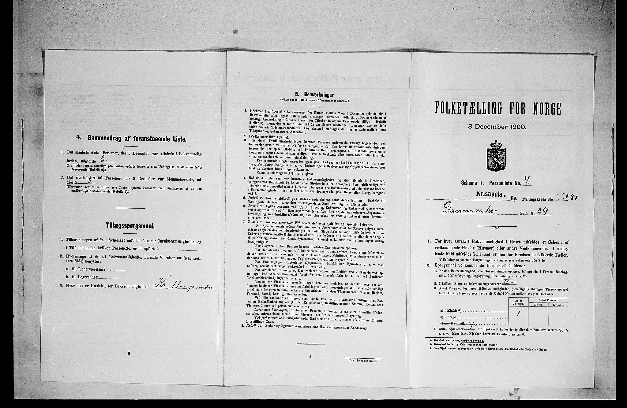 SAO, 1900 census for Kristiania, 1900, p. 15166
