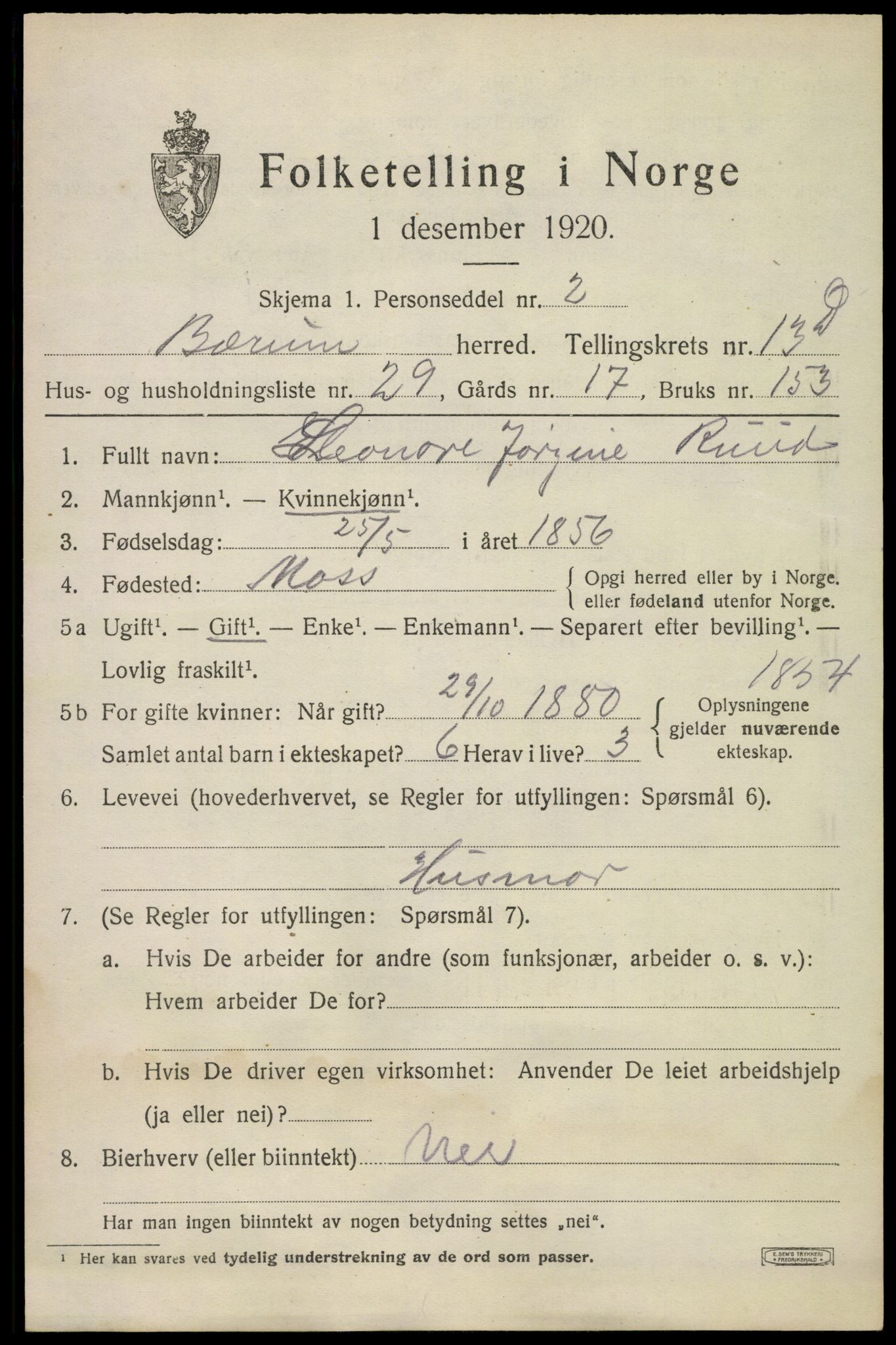 SAO, 1920 census for Bærum, 1920, p. 36774