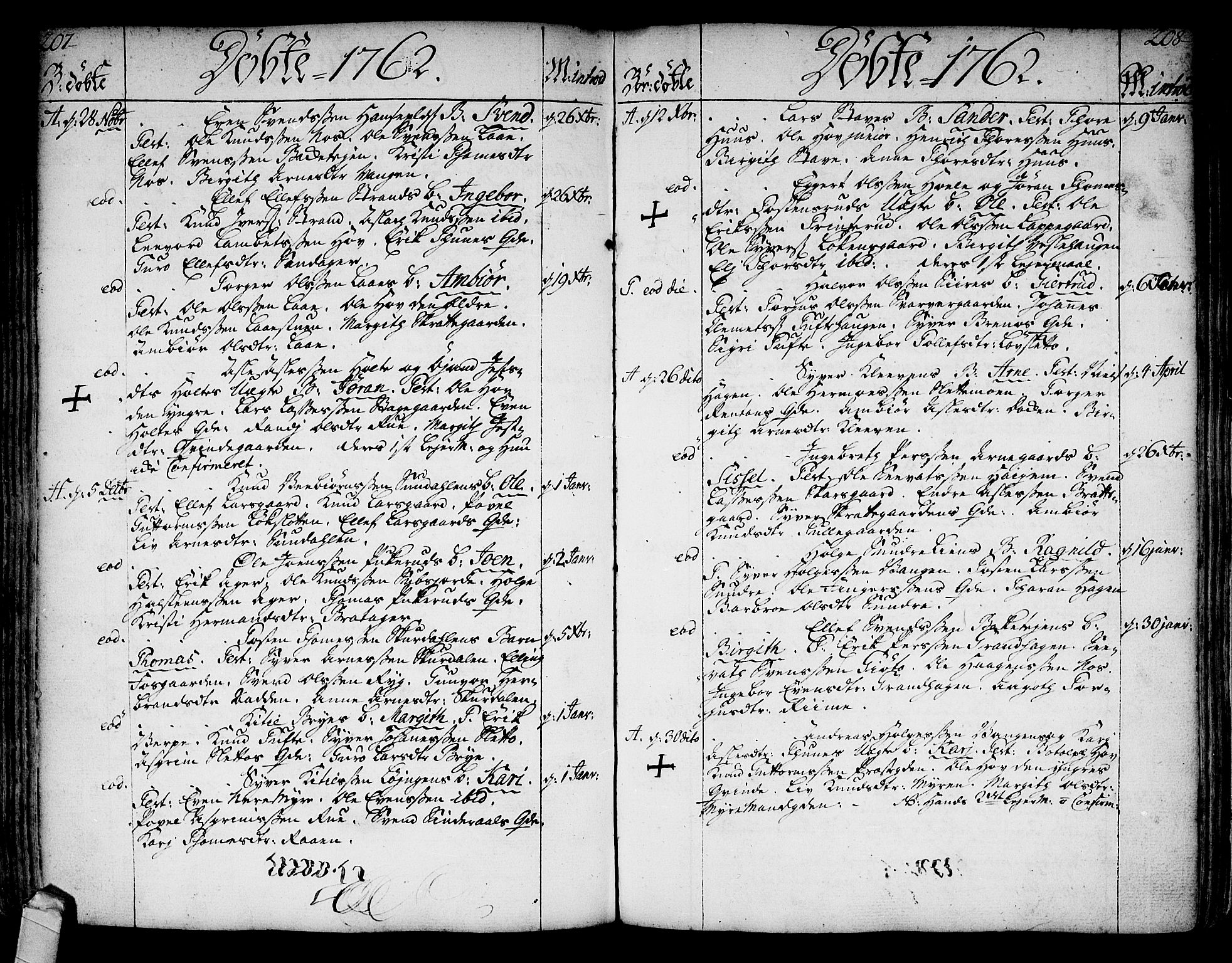 Ål kirkebøker, AV/SAKO-A-249/F/Fa/L0001: Parish register (official) no. I 1, 1744-1769, p. 207-208