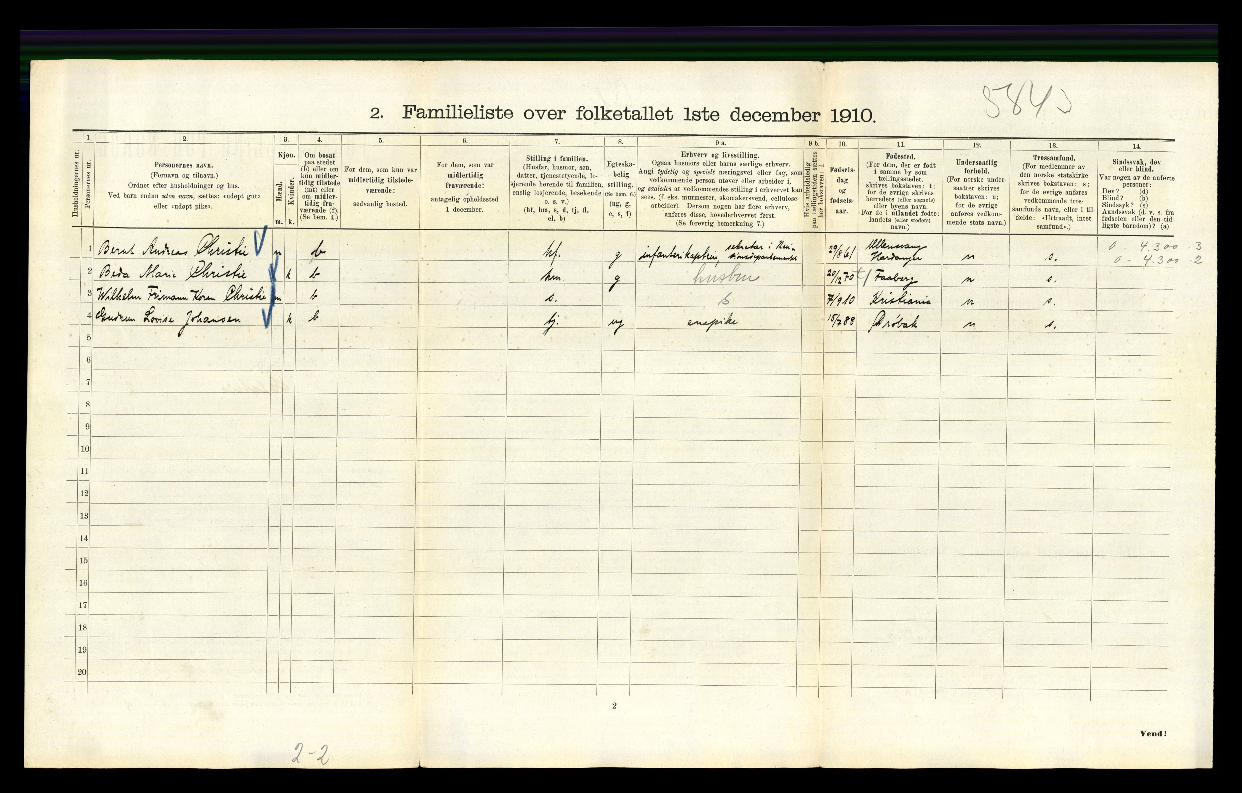 RA, 1910 census for Kristiania, 1910, p. 20326