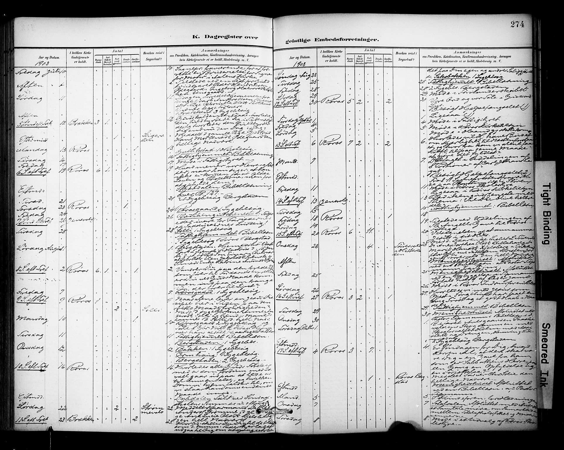 Ministerialprotokoller, klokkerbøker og fødselsregistre - Sør-Trøndelag, AV/SAT-A-1456/681/L0936: Parish register (official) no. 681A14, 1899-1908, p. 274