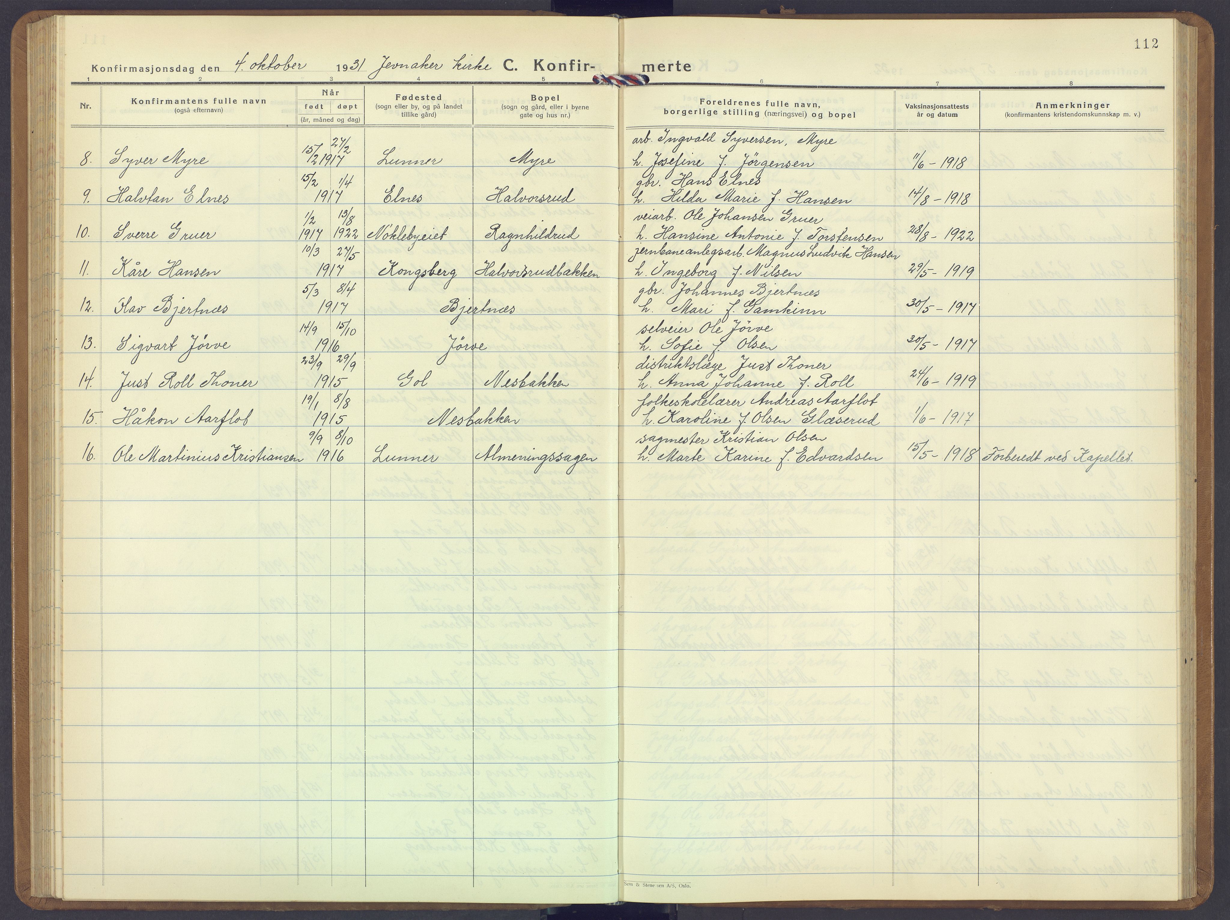 Jevnaker prestekontor, AV/SAH-PREST-116/H/Ha/Hab/L0006: Parish register (copy) no. 6, 1930-1945, p. 112