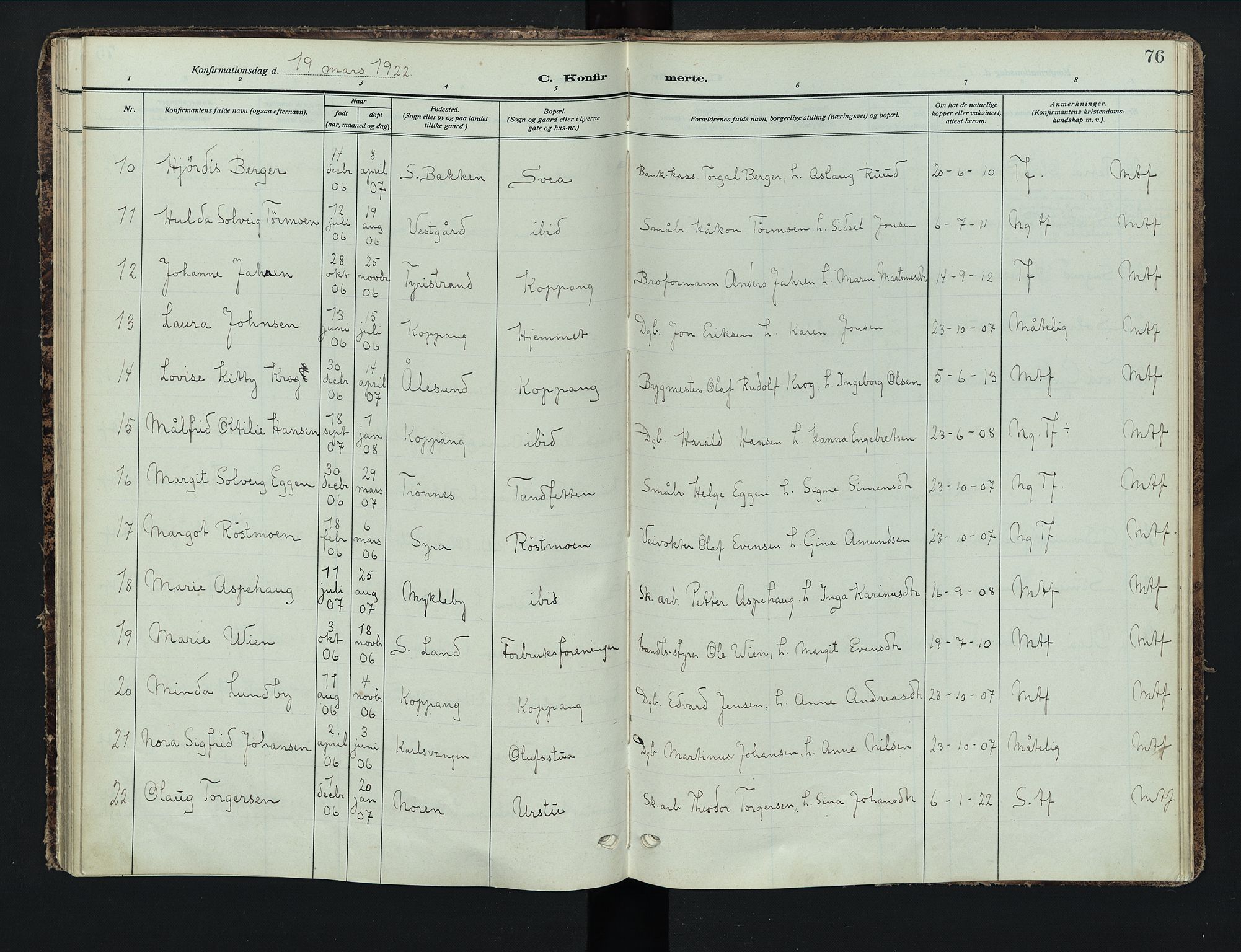 Stor-Elvdal prestekontor, AV/SAH-PREST-052/H/Ha/Haa/L0005: Parish register (official) no. 5, 1908-1924, p. 76