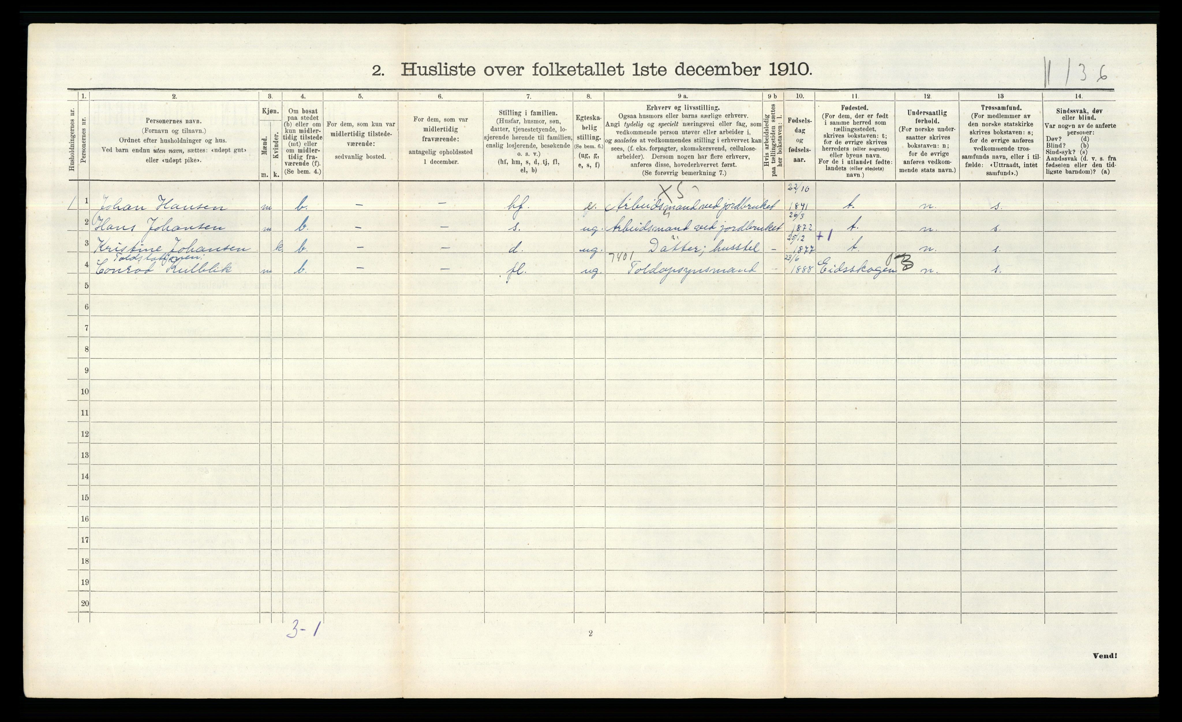 RA, 1910 census for Aremark, 1910, p. 206