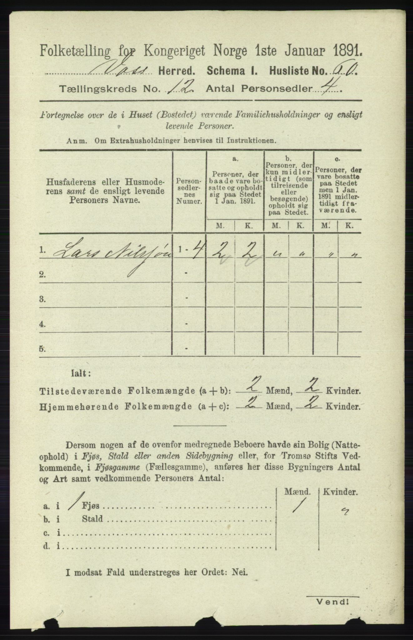 RA, 1891 census for 1235 Voss, 1891, p. 6477