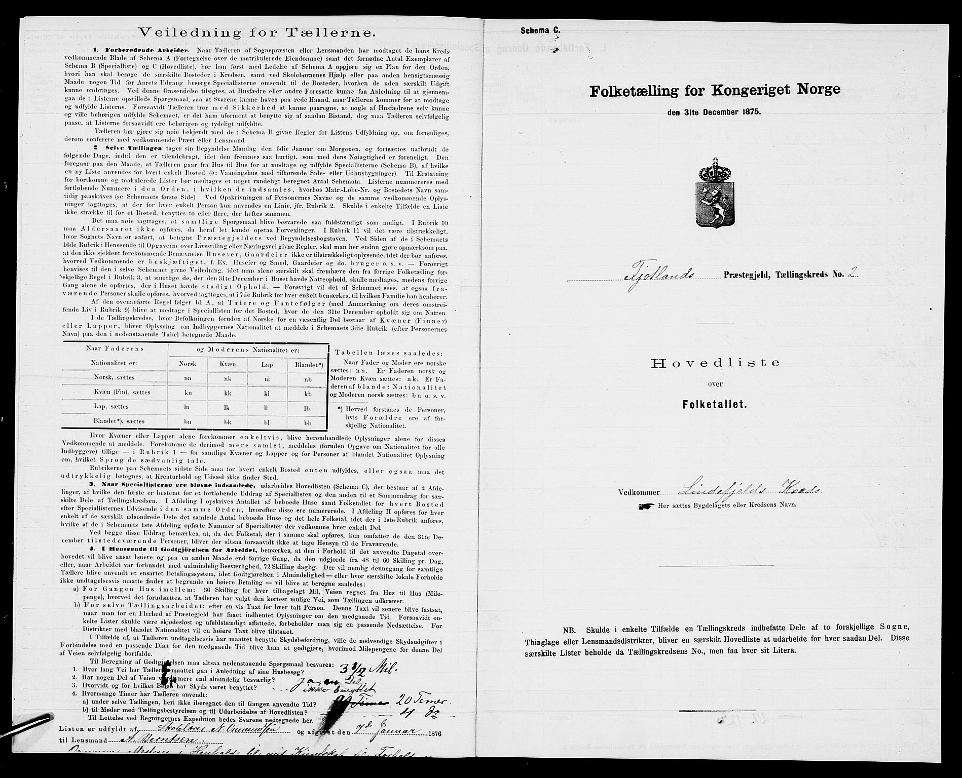 SAK, 1875 census for 1036P Fjotland, 1875, p. 5