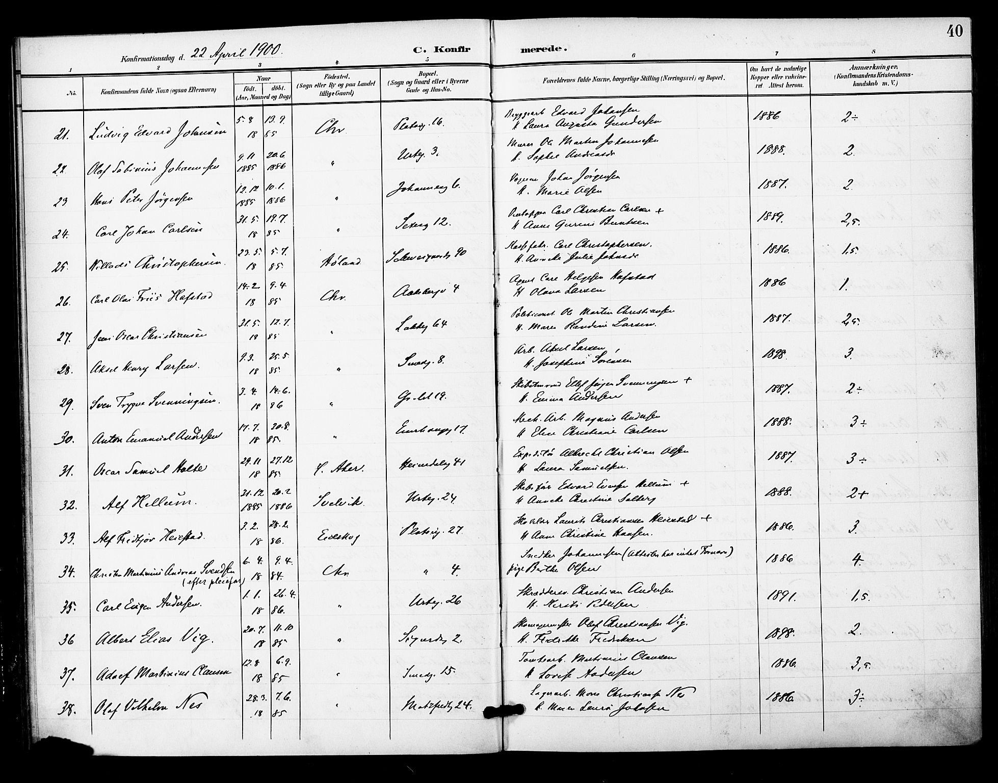 Grønland prestekontor Kirkebøker, SAO/A-10848/F/Fa/L0015: Parish register (official) no. 15, 1899-1919, p. 40